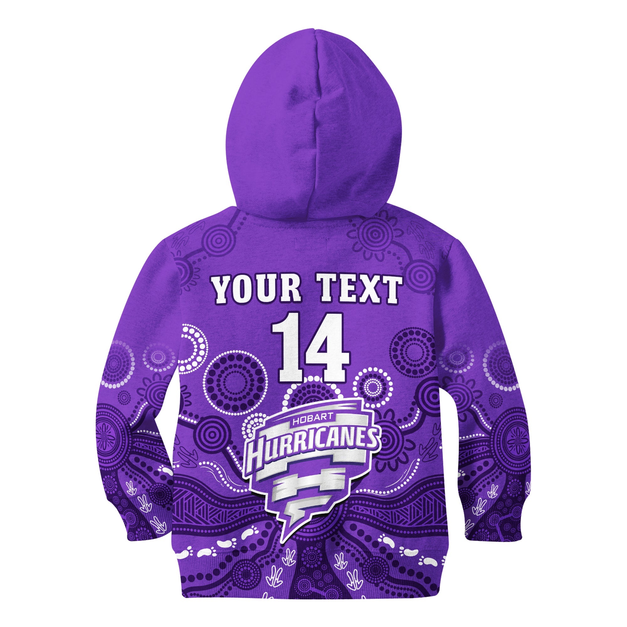 (Custom Text And Number) Hobart Hurricanes Cricket Hoodie KID Indigenous Artsy - Vibe Hoodie Shop