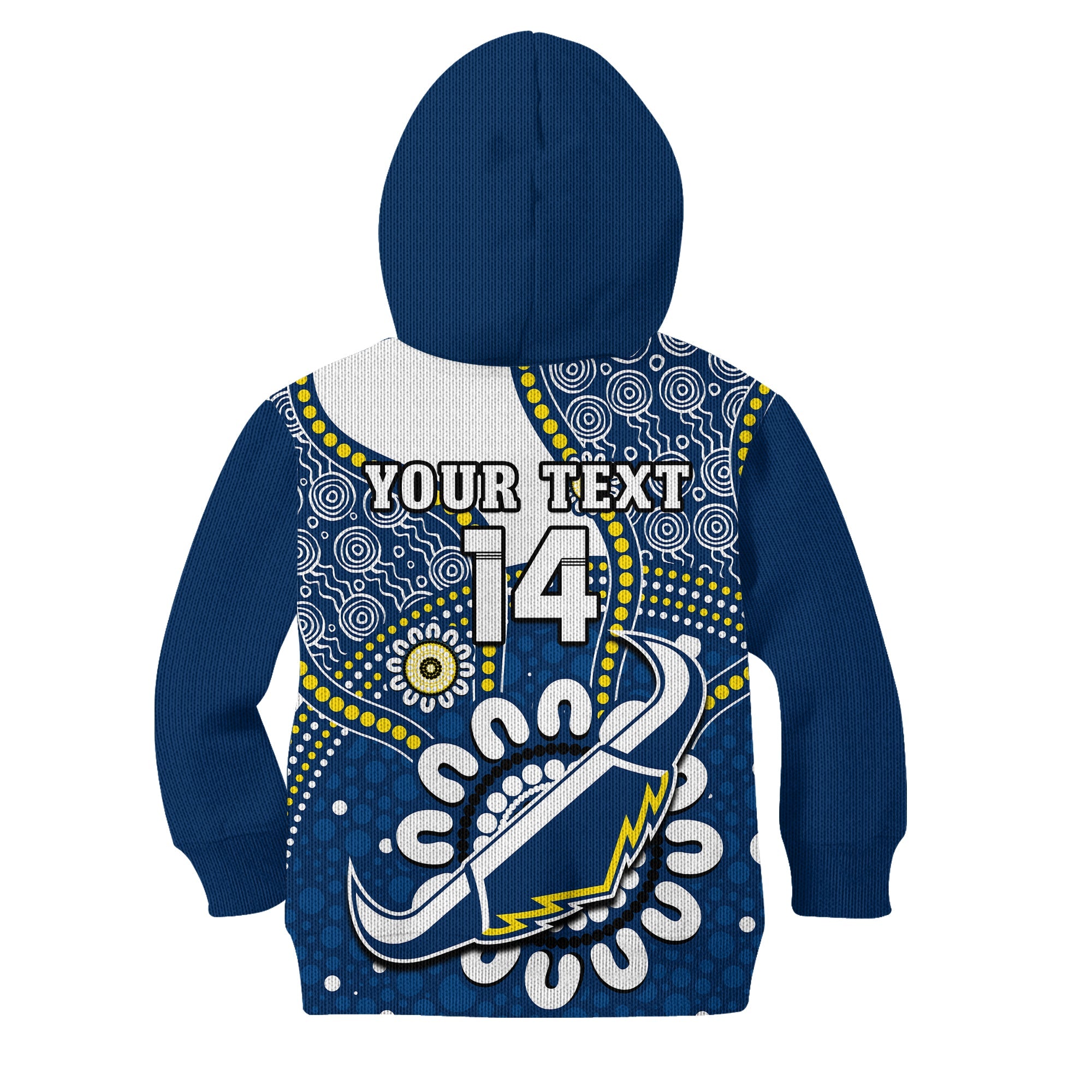 (Custom Text And Number) Cowboys Rugby Hoodie KID Indigenous Art - Vibe Hoodie Shop