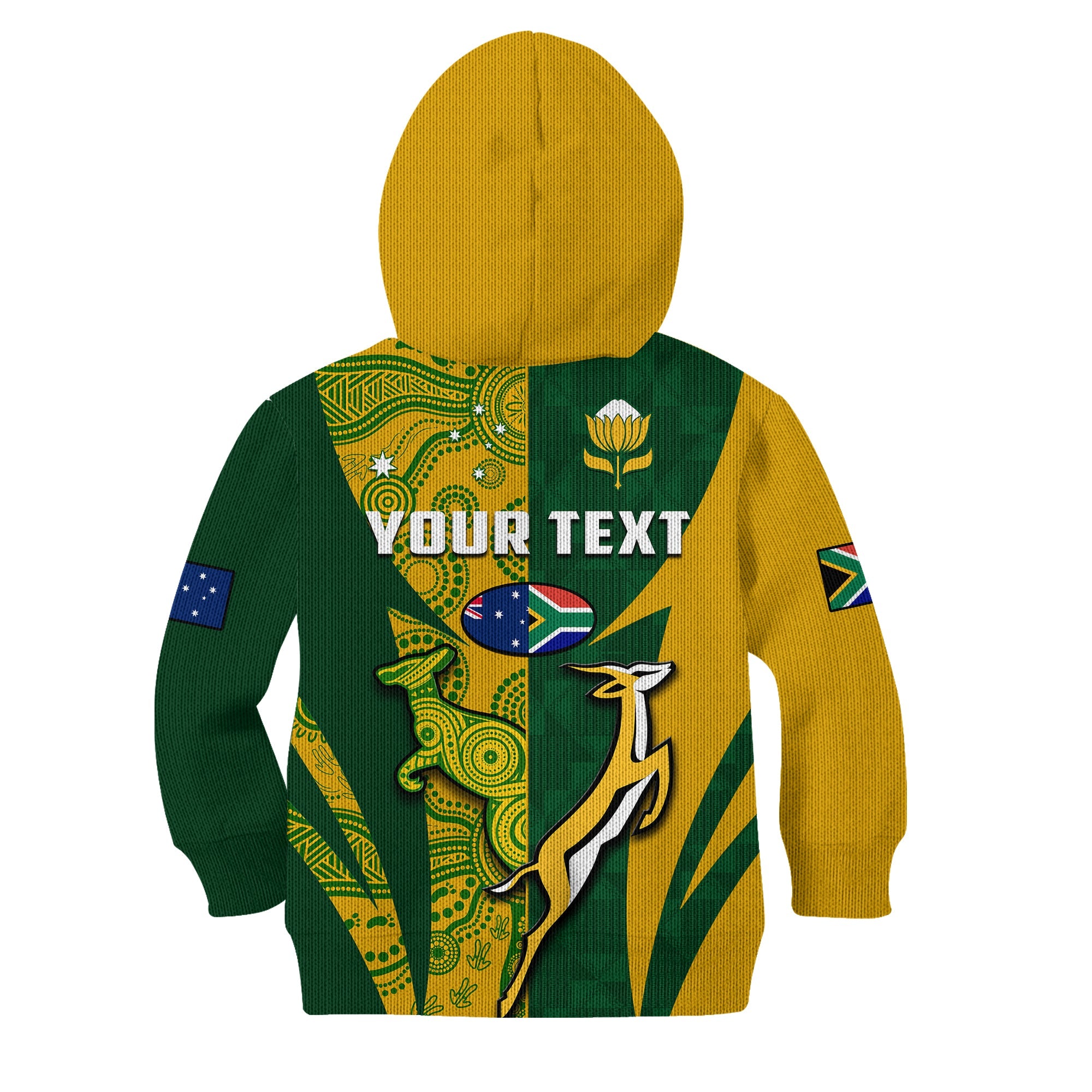 (Custom Personalised) Australia Rugby and South Africa Rugby Hoodie KID Wallabies Mix Springboks Sporty - Vibe Hoodie Shop