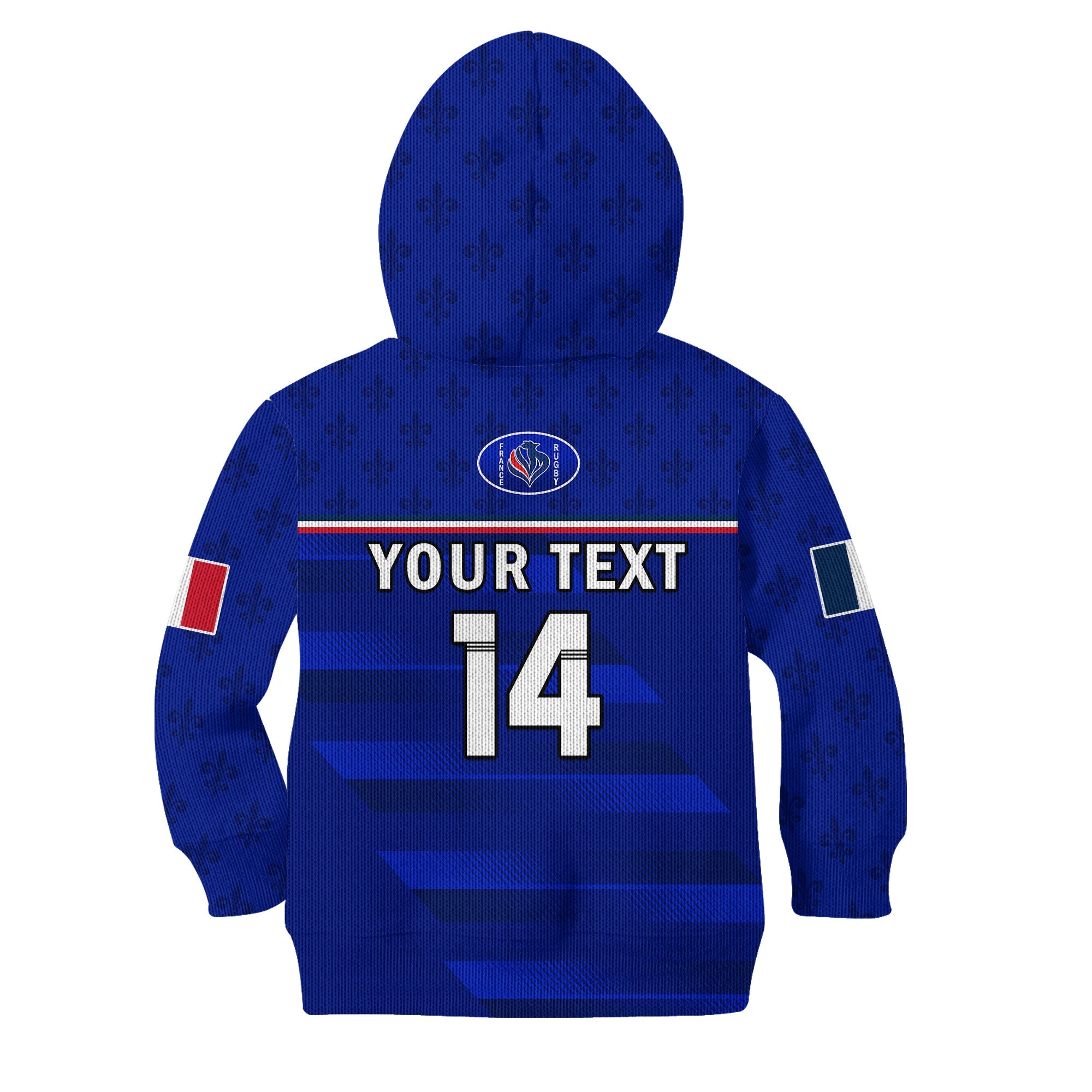 (Custom Text And Number) France Rugby Hoodie KID Outgoing Tour Allez Les Bleus - Vibe Hoodie Shop