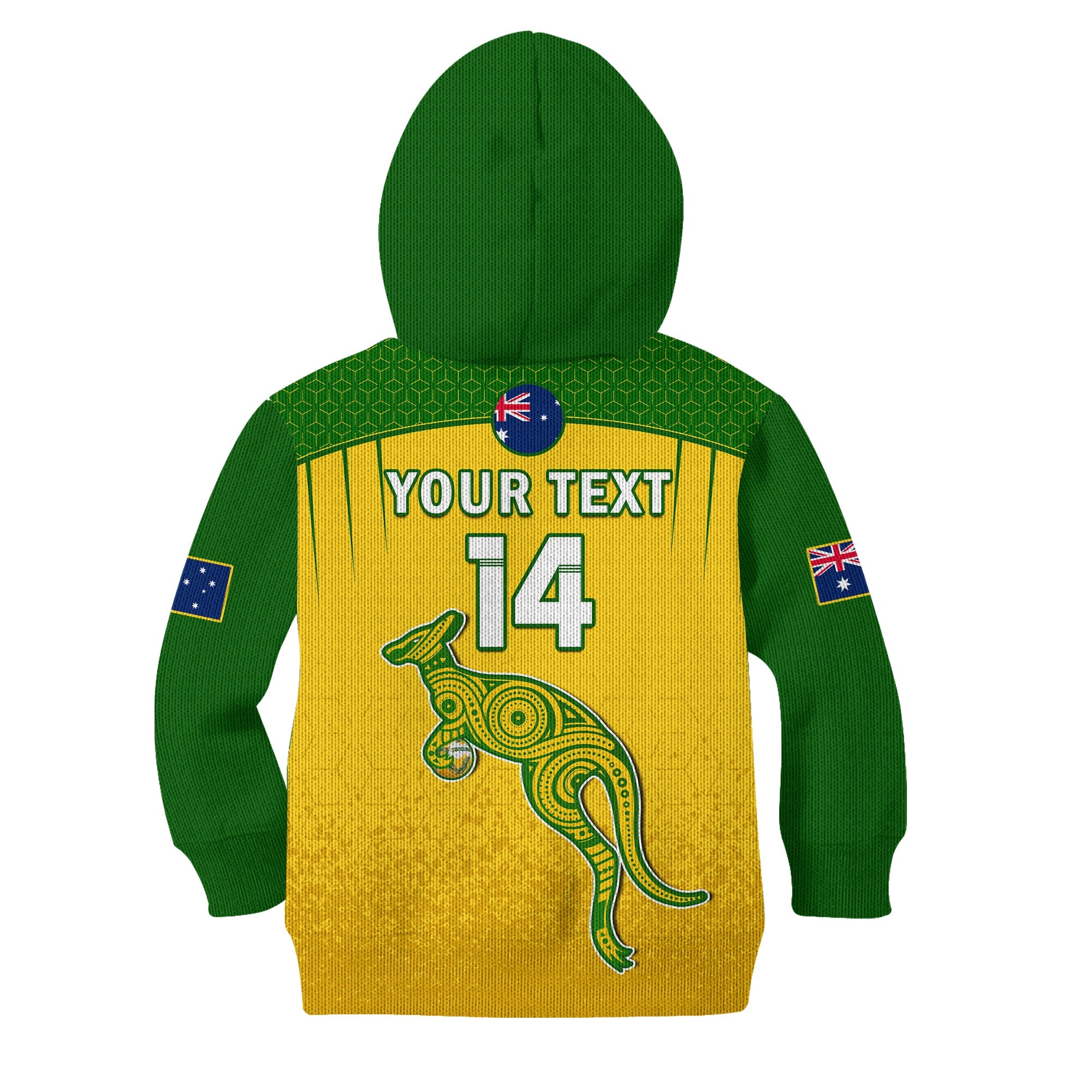 (Custom Text And Number) Australia Soccer Hoodie KID Socceroos Dots Kangaroo Simple Style - Vibe Hoodie Shop