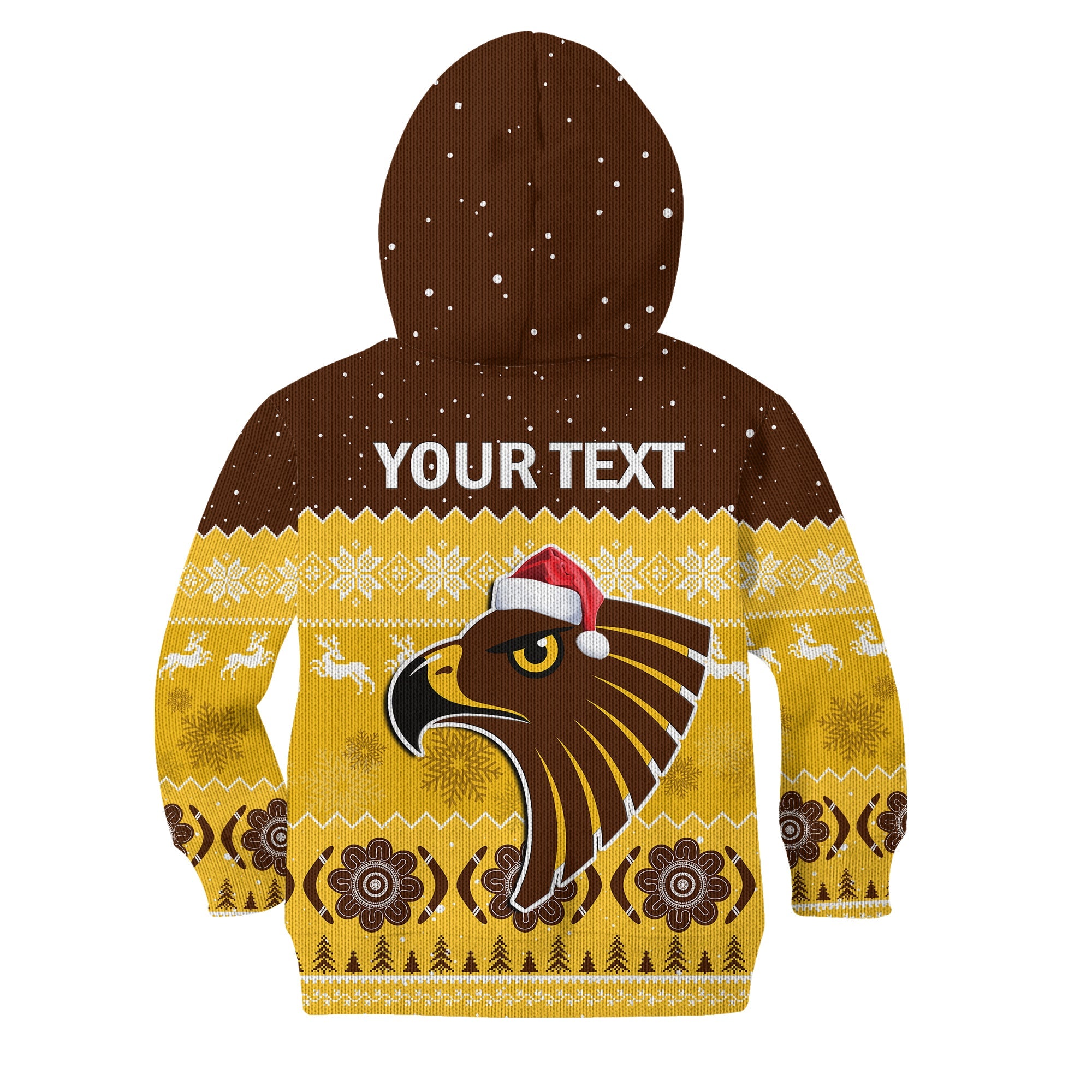 (Custom Personalised) Hawthorn Football Hoodie KID Hawks Indigenous Merry Christmas - Vibe Hoodie Shop