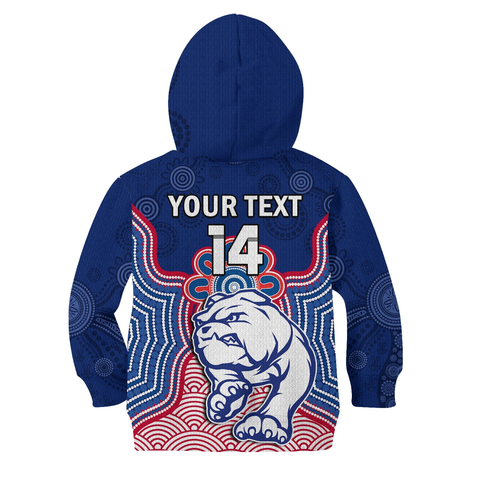 (Custom Text And Number) Bulldogs Football Hoodie KID Western Doggies Aboriginal Art - Vibe Hoodie Shop