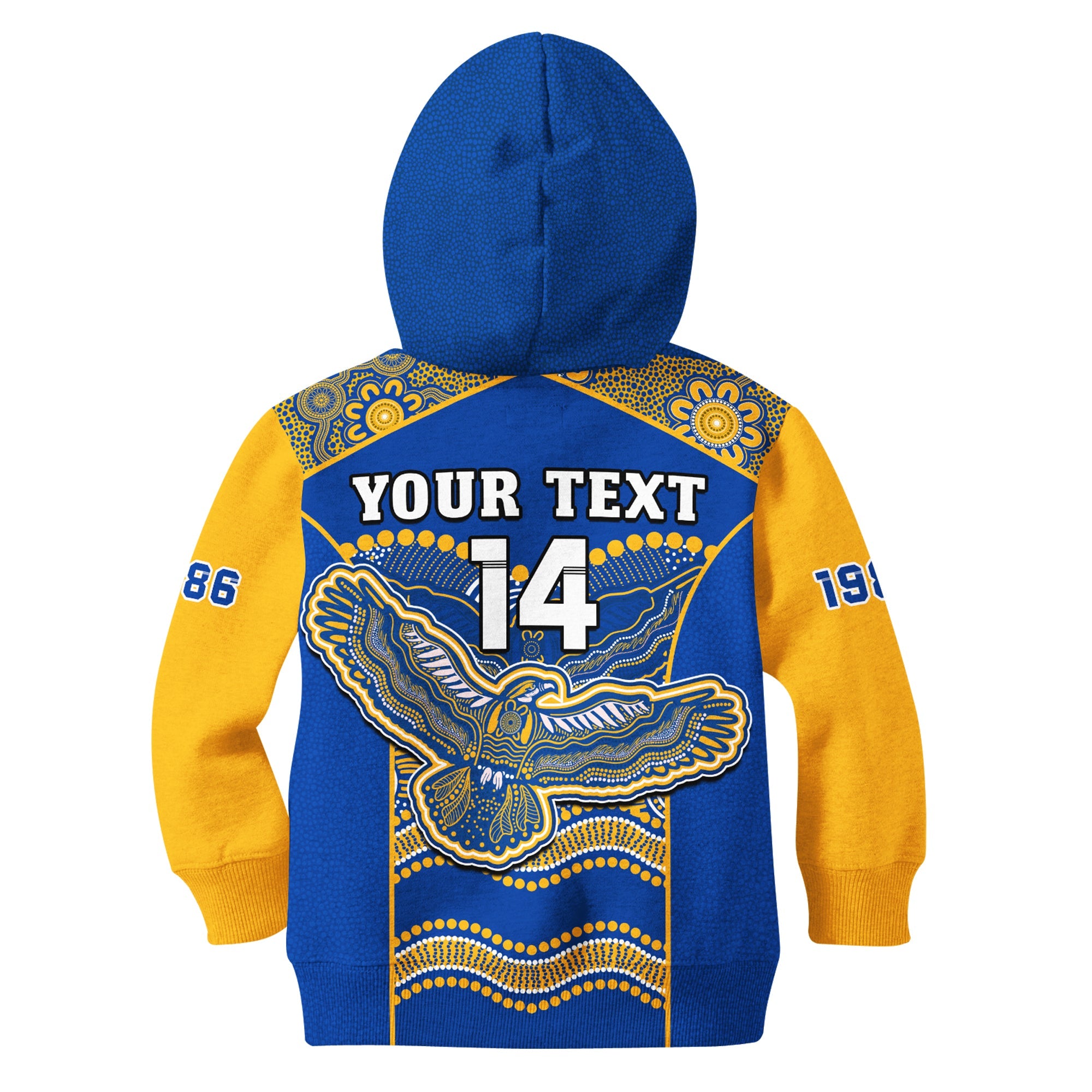 (Custom Text And Number) Eagles Football Hoodie KID West Coast 1986 Aboriginal Sporty Style - Vibe Hoodie Shop