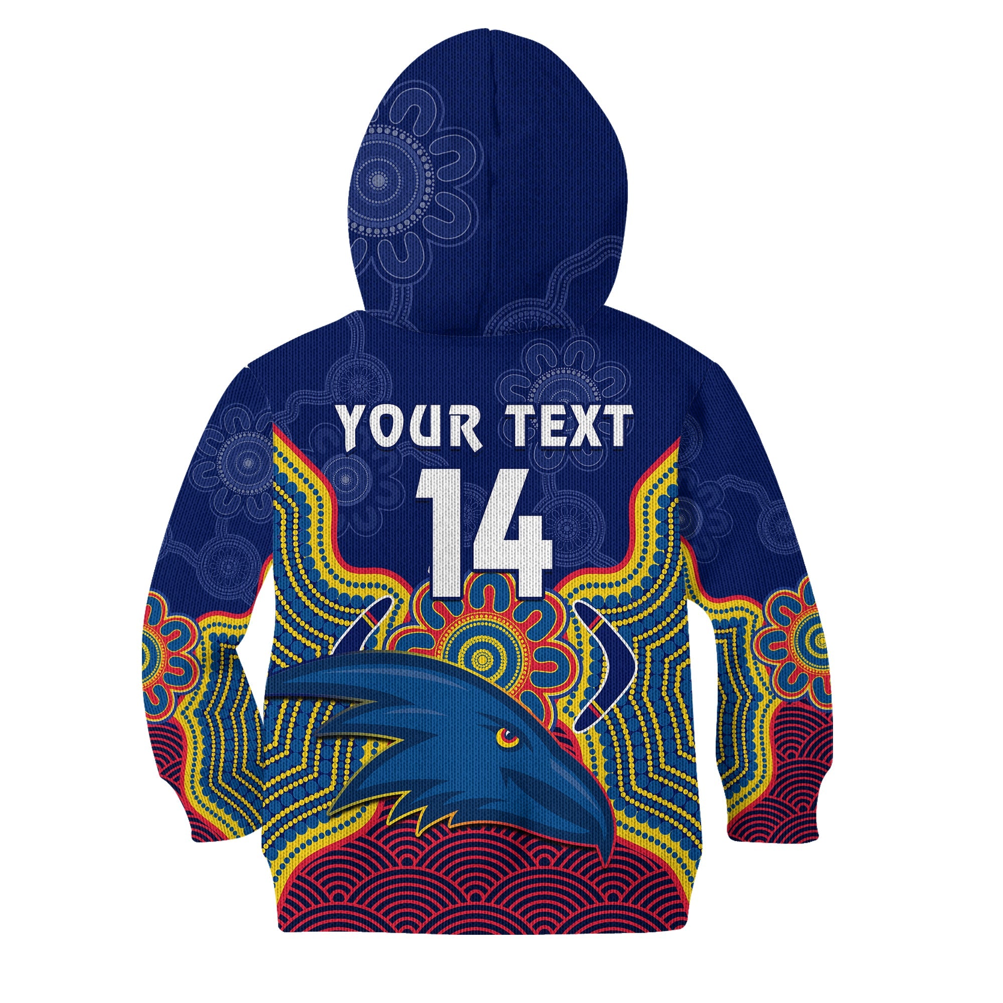 (Custom Text And Number) Adelaide Football Hoodie KID Crows Aboriginal Art - Vibe Hoodie Shop