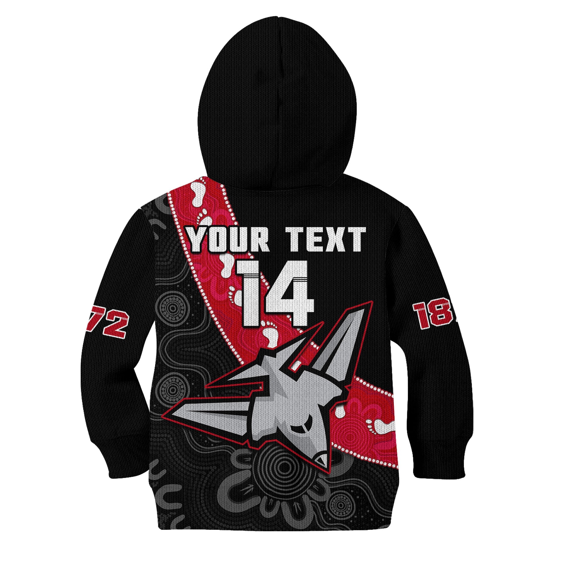 (Custom Text And Number) Essendon Football Hoodie KID Go Bombers 1872 Aboriginal Art - Vibe Hoodie Shop