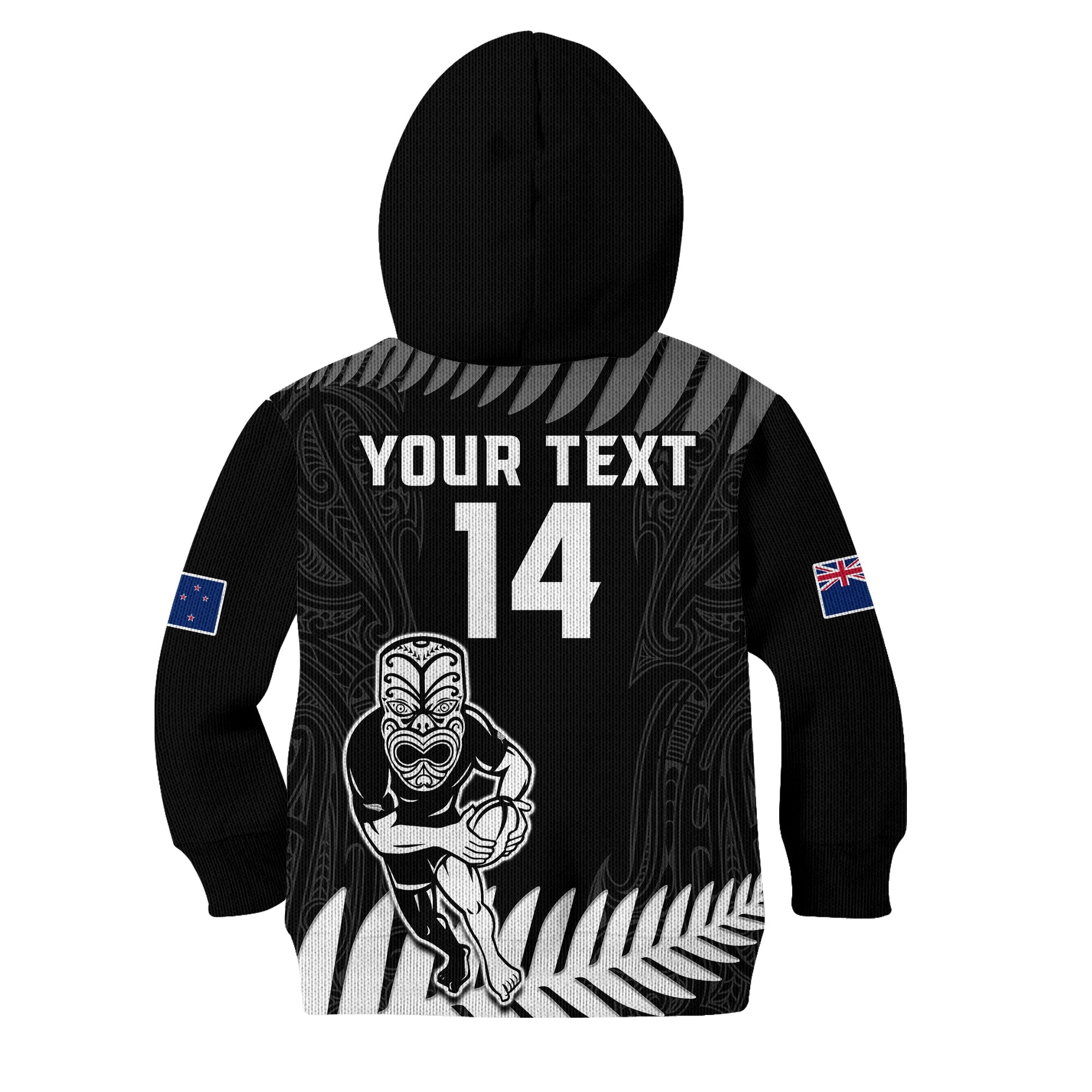 (Custom Text And Number) New Zealand Silver Fern Rugby Hoodie KID NZ Kiwi Pacific Maori Sporty - Vibe Hoodie Shop