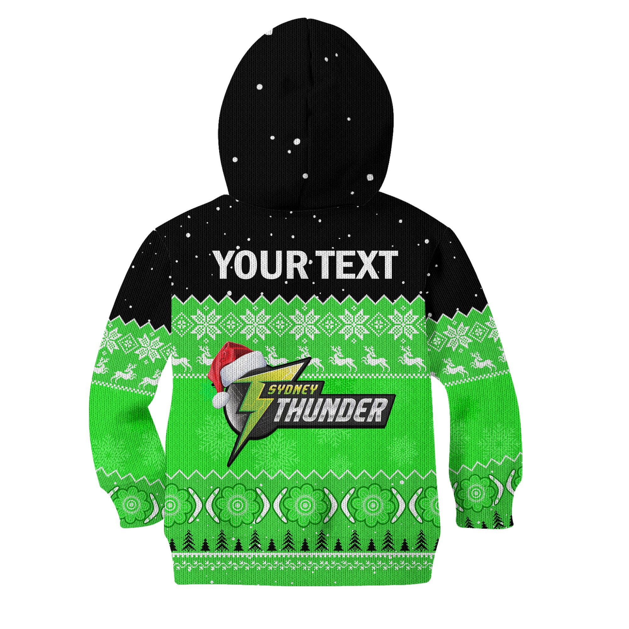 (Custom Personalised) Thunder Cricket Hoodie KID Aboriginal Merry Christmas - Vibe Hoodie Shop