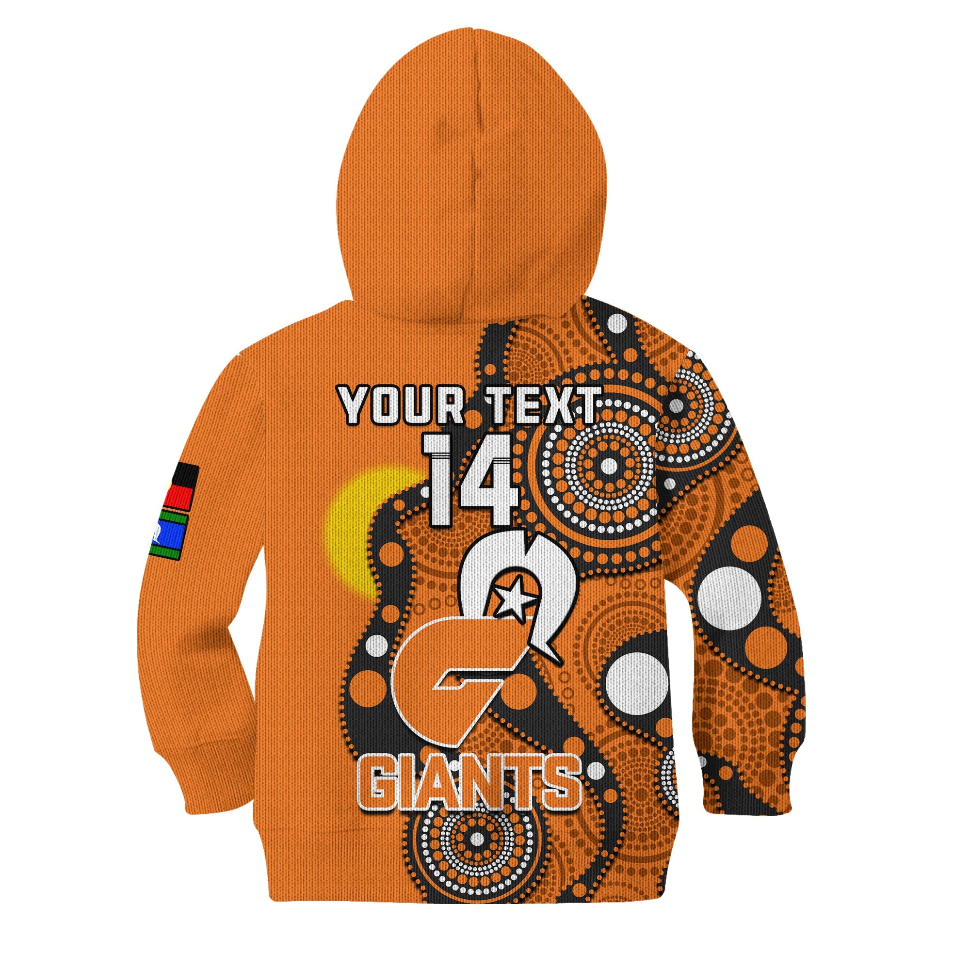 (Custom Text And Number) GWS Giants Football NAIDOC 2023 Hoodie KID Indigenous For Our Elders - Vibe Hoodie Shop