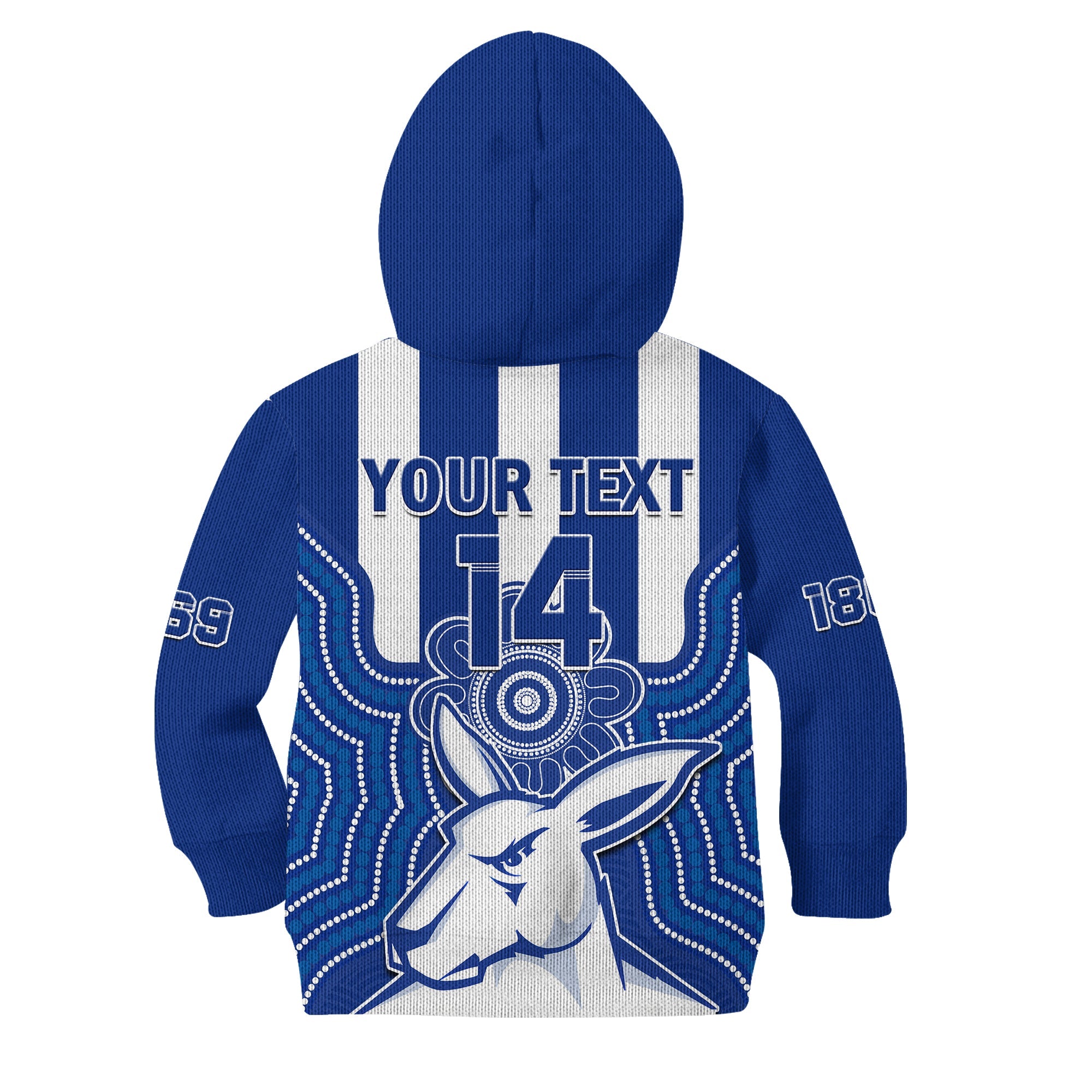 (Custom Text And Number) Melbourne Football Hoodie KID North Kangaroos 1869 Aboriginal Art - Vibe Hoodie Shop