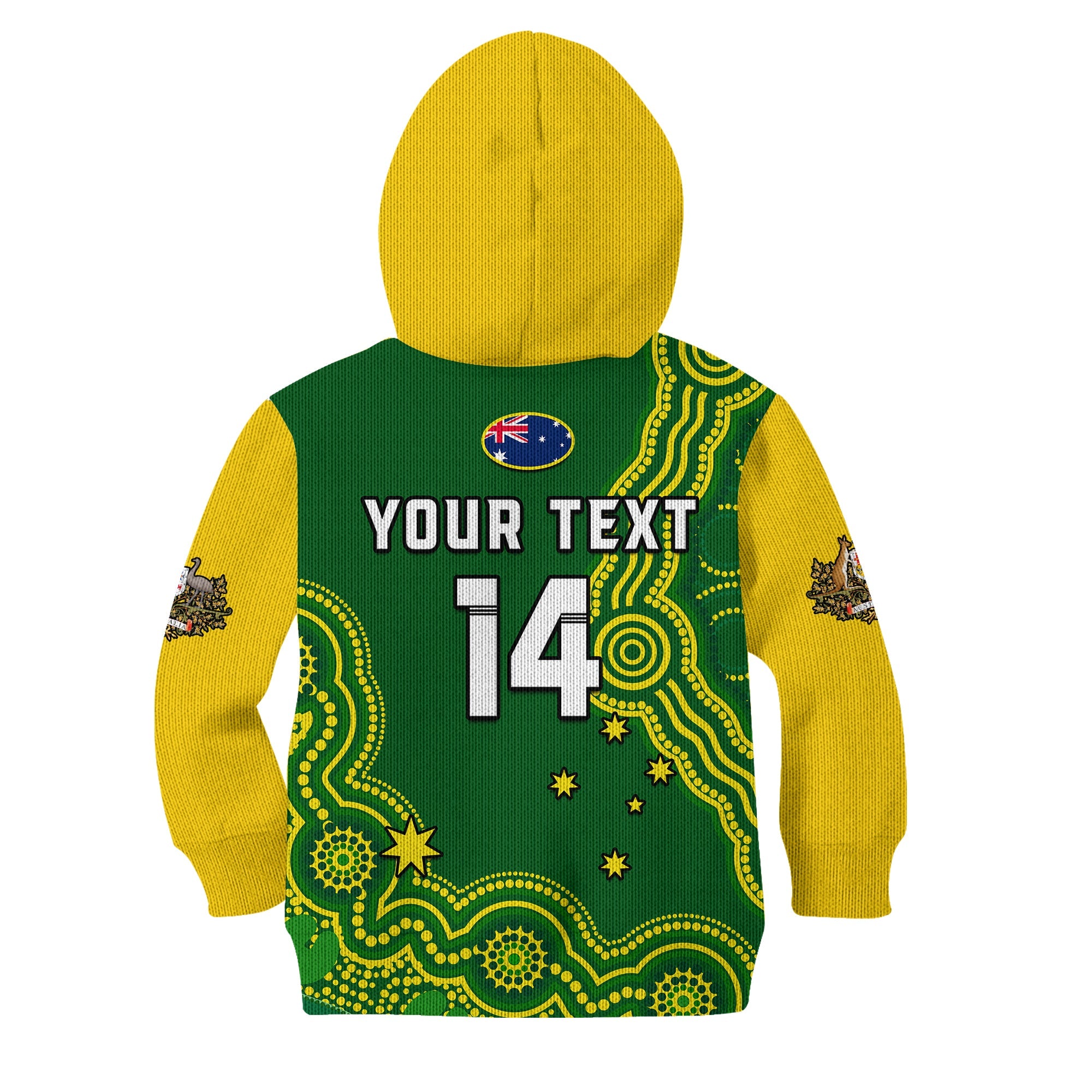 (Custom Text And Number) Australia Rugby Hoodie KID Jillaroos Champions Indigenous Green Style - Vibe Hoodie Shop