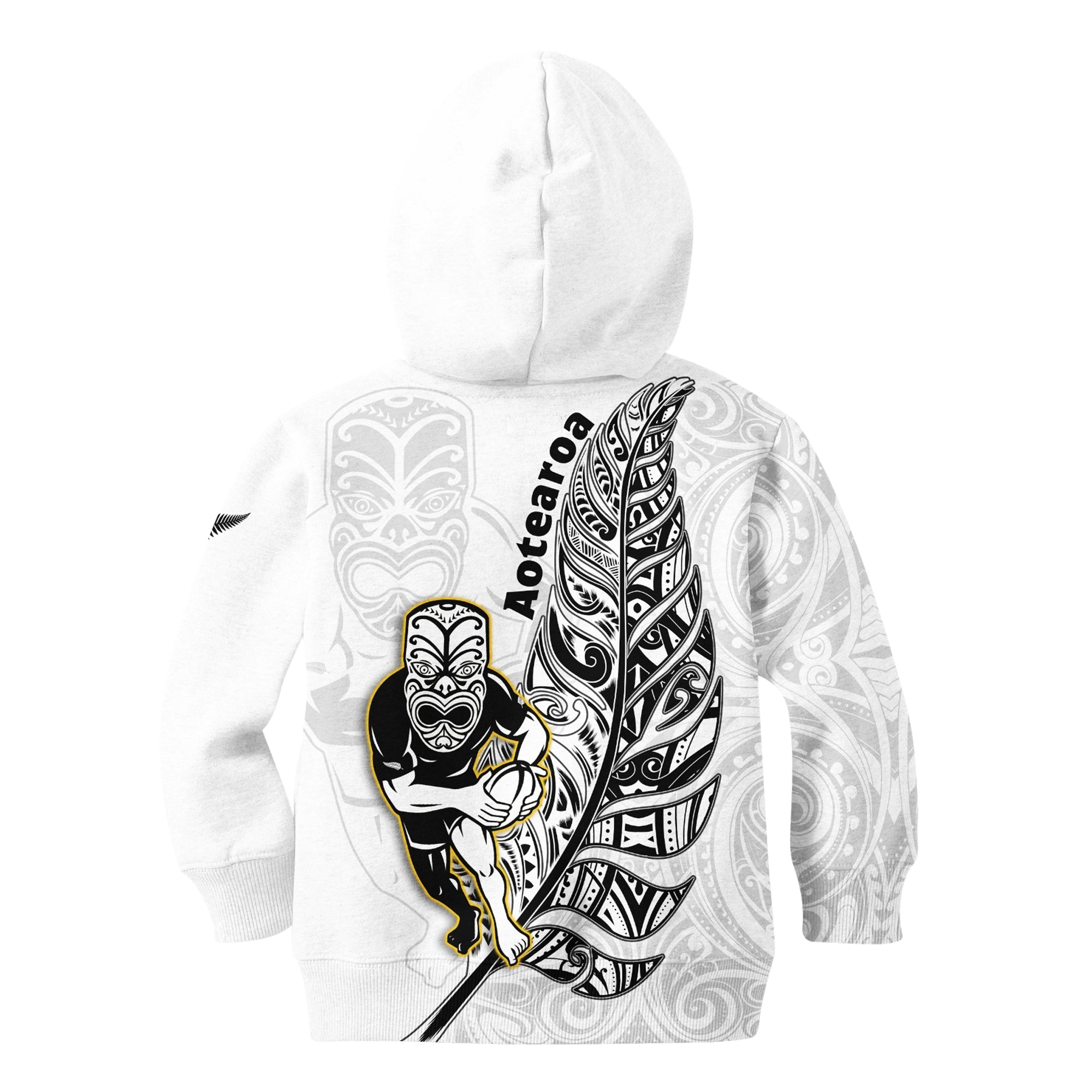 New Zealand Silver Fern Rugby Hoodie KID All Black Maori Version White - Vibe Hoodie Shop