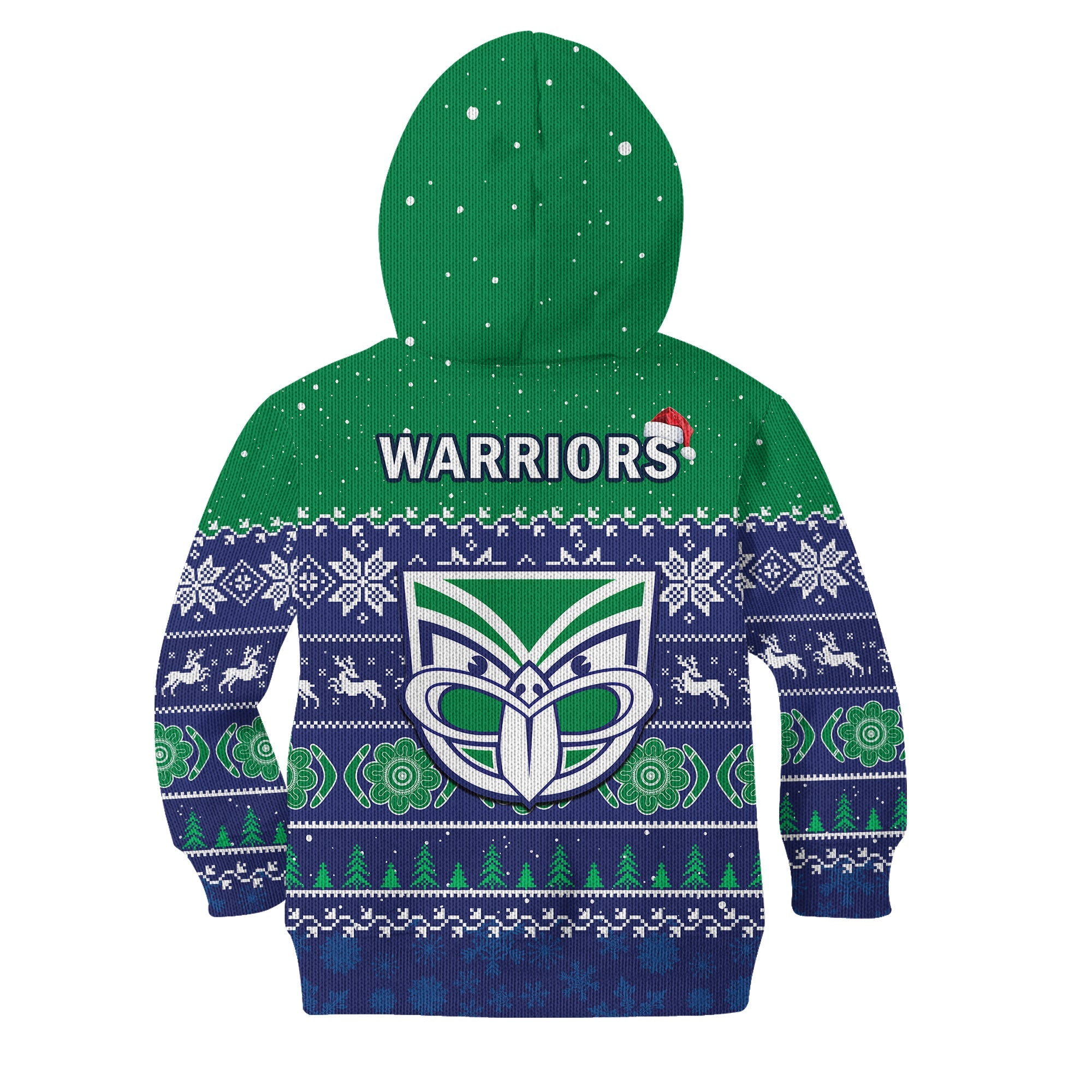Warriors Rugby Hoodie KID New Zealand Indigenous Merry Christmas - Vibe Hoodie Shop