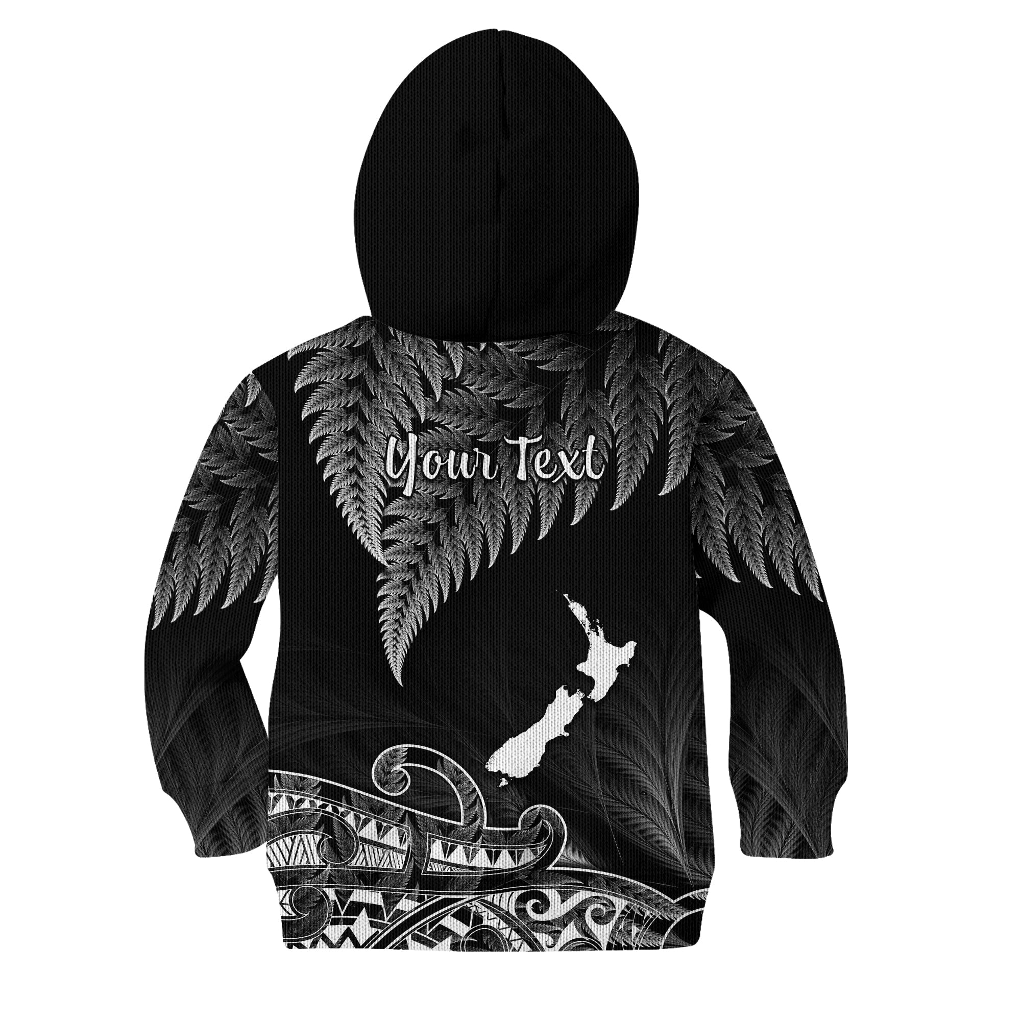 (Custom Personalised) New Zealand Silver Fern Hoodie KID Aotearoa Map Maori - Vibe Hoodie Shop