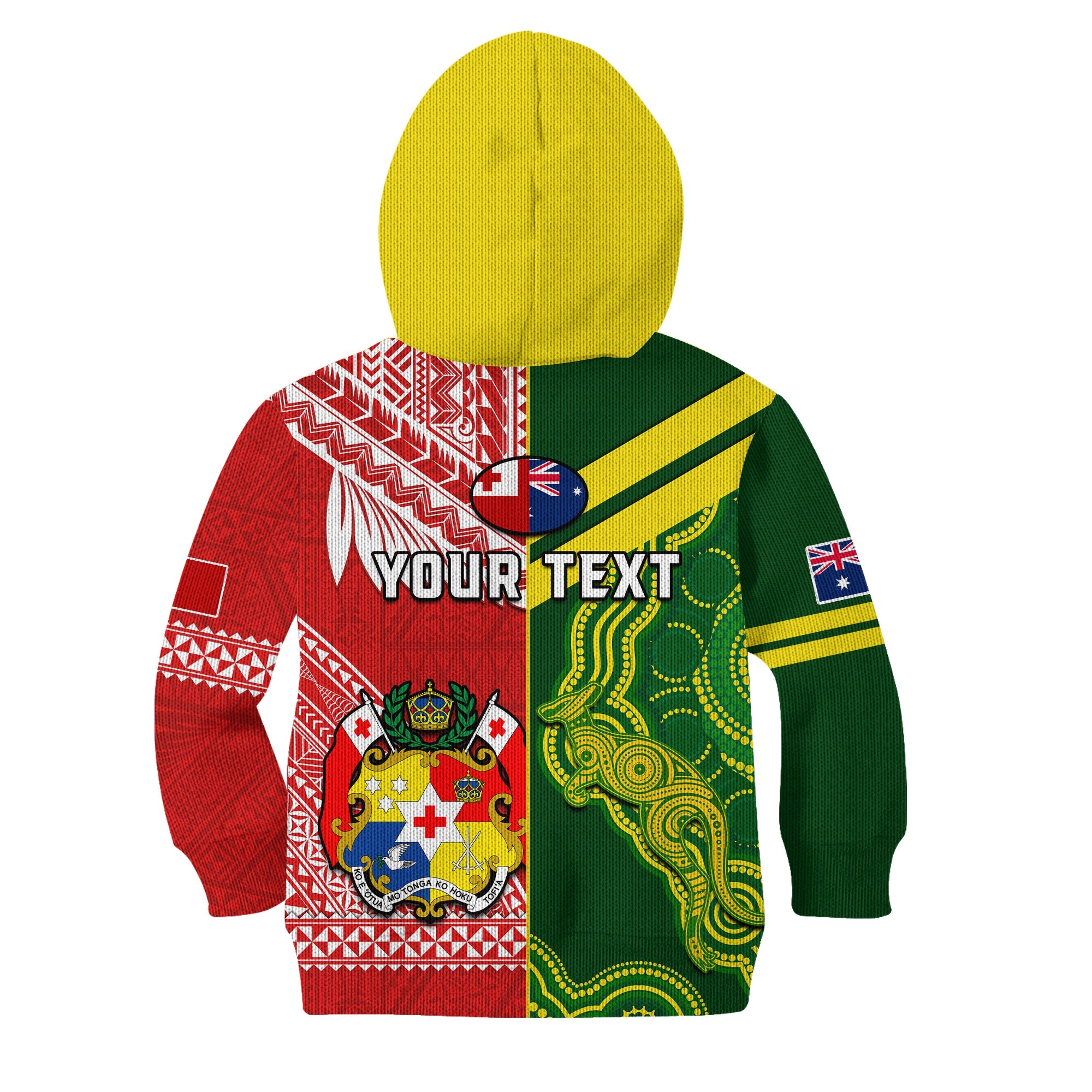 (Custom Personalised) Tonga And Australia Rugby Hoodie KID Mate Maa Tonga Mix Kangaroos - Vibe Hoodie Shop