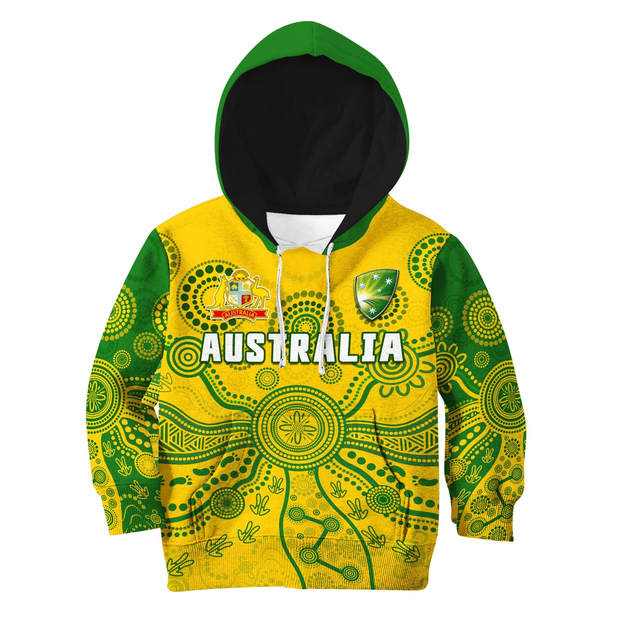 (Custom Text And Number) Cricket Australia Hoodie KID Aussie 2022 Indigenous Special Version - Vibe Hoodie Shop