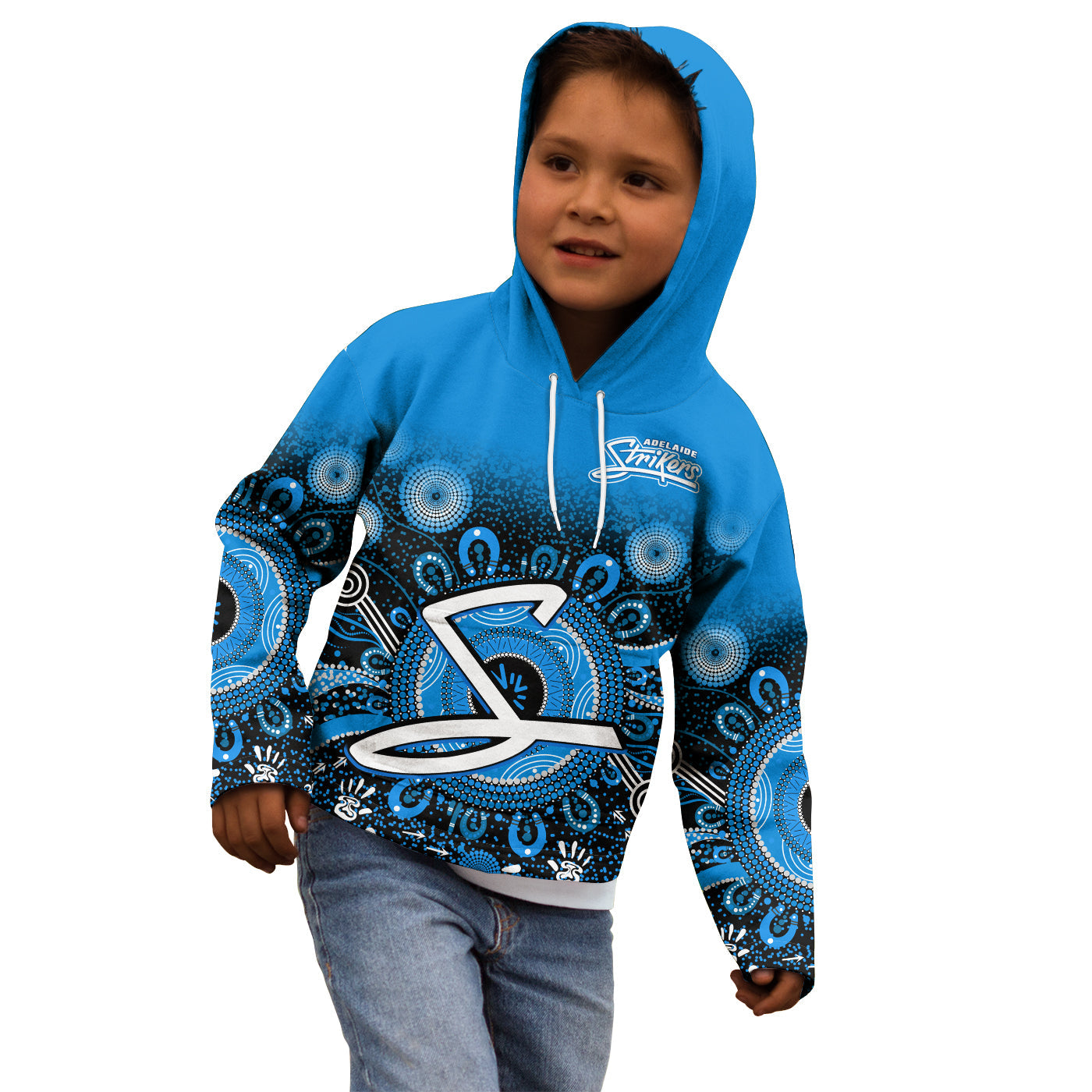 (Custom Text and Number) Adelaide Strikers Hoodie KID Aboriginal Sunshine - Vibe Hoodie Shop