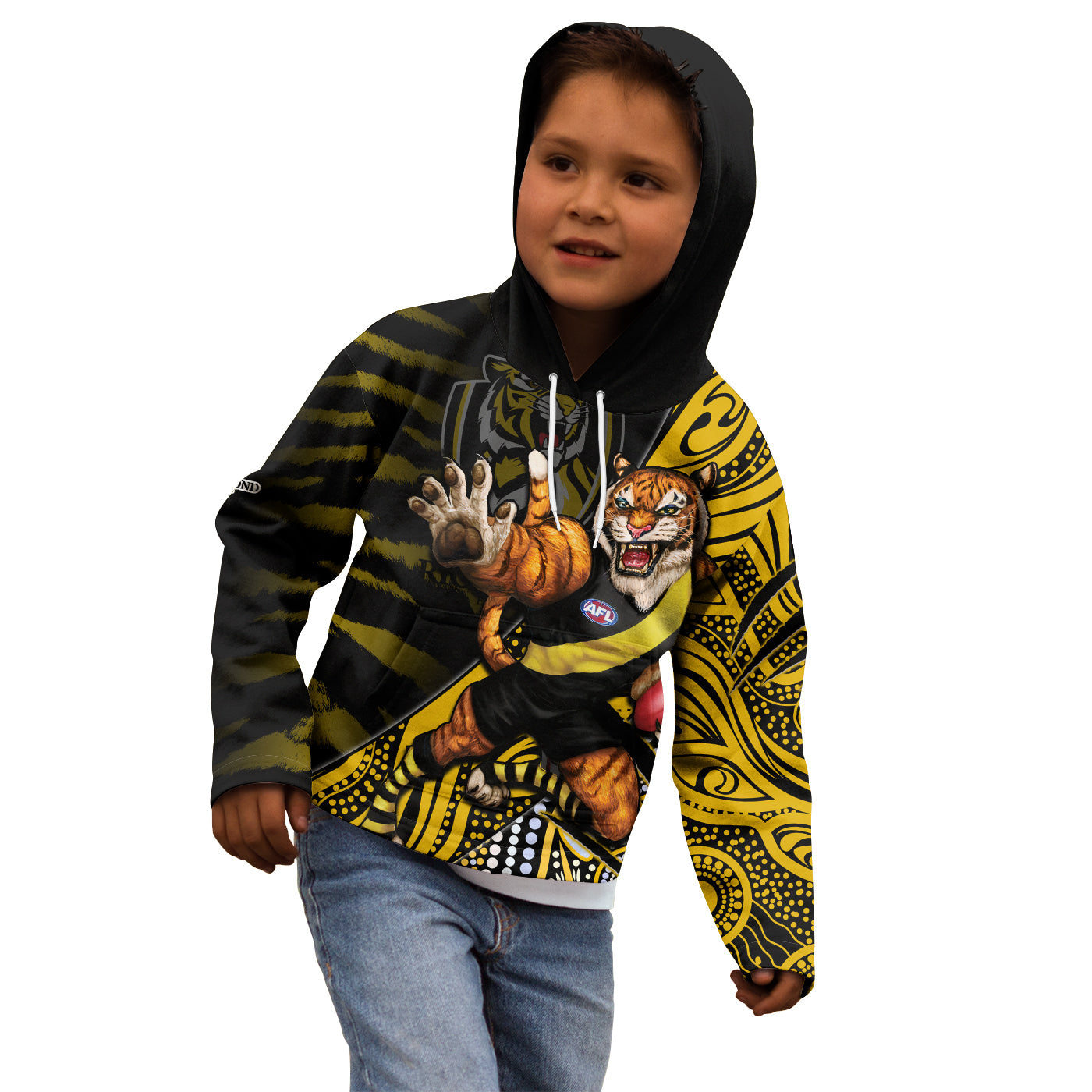 Richmond Football Hoodie KID Aboriginal Go The Tigers Mascot - Vibe Hoodie Shop