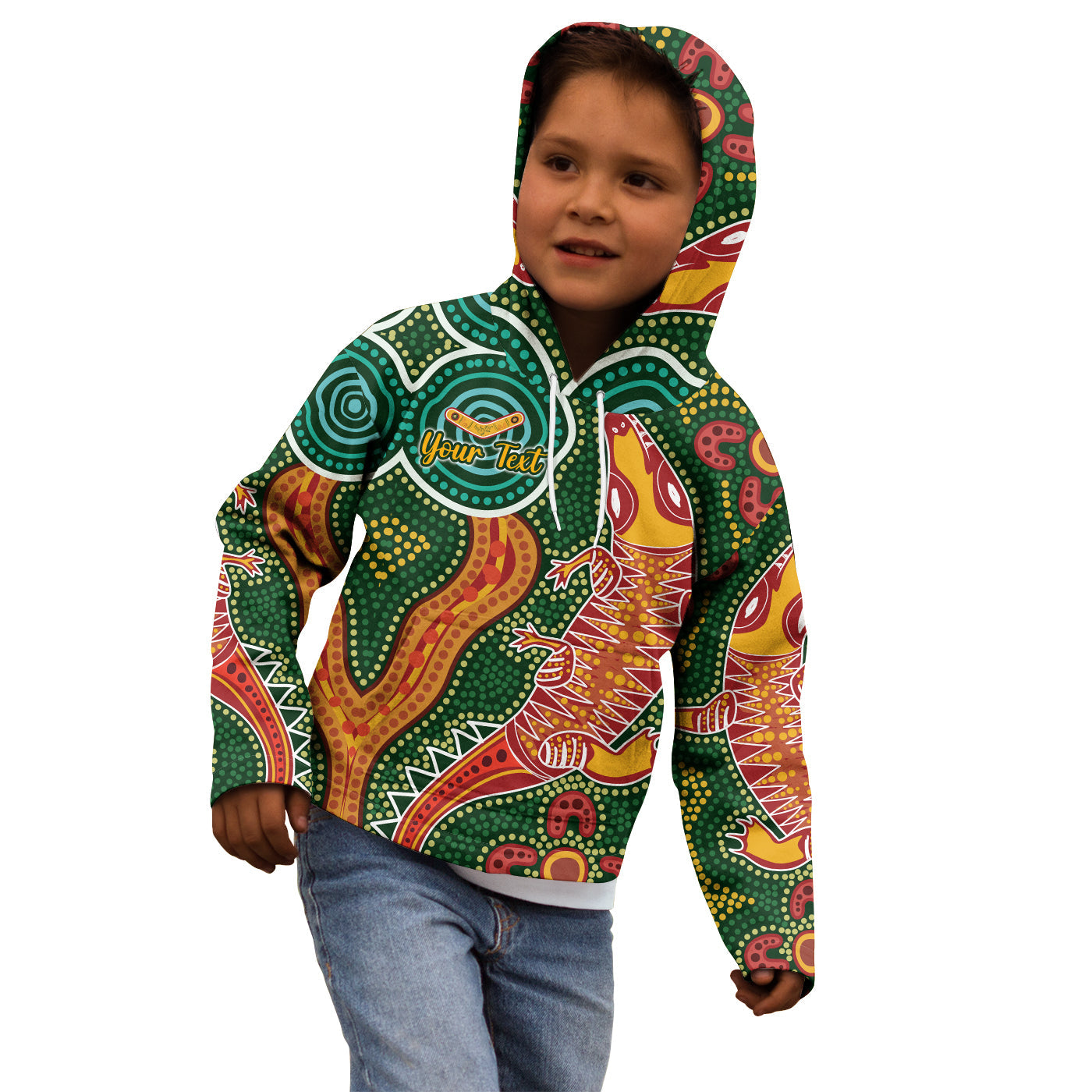 (Custom Personalised) Aboriginal Art Crocodile Hoodie KID You Are Number One - Vibe Hoodie Shop