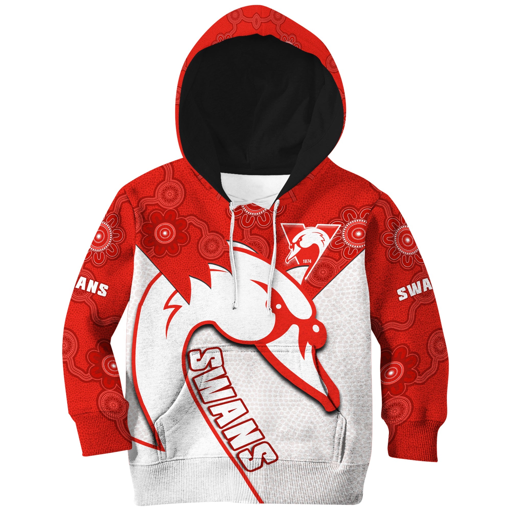 Sydney Football Hoodie KID Swans 1874 Dot Painting Artsy - Vibe Hoodie Shop