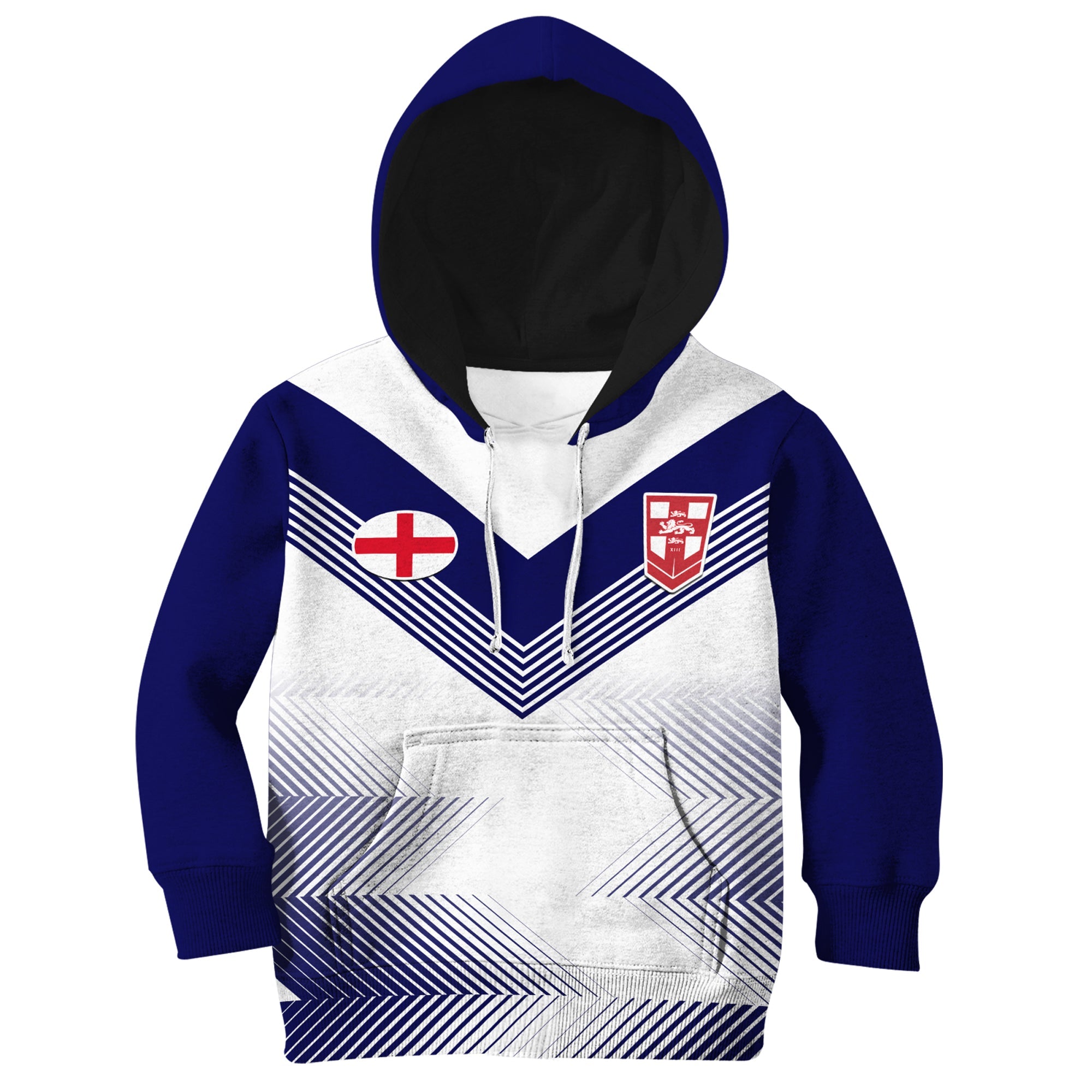 (Custom Text And Number) England Rugby Hoodie KID National Team Sporty Style - Vibe Hoodie Shop