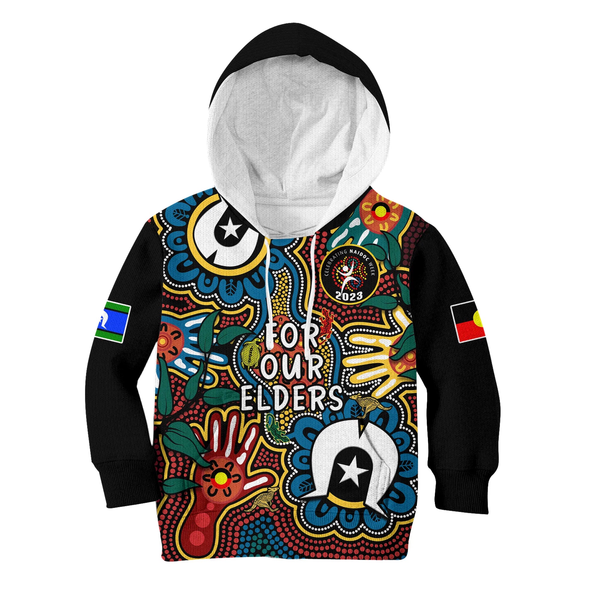 (Custom Text And Number) Australia NAIDOC Week 2023 Hoodie KID For Our Elders Indigenous - Vibe Hoodie Shop