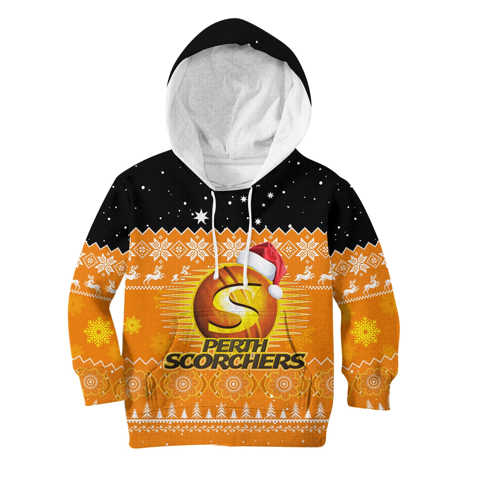 (Custom Personalised) Perth Scorchers Cricket Hoodie KID Aboriginal Merry Christmas - Vibe Hoodie Shop