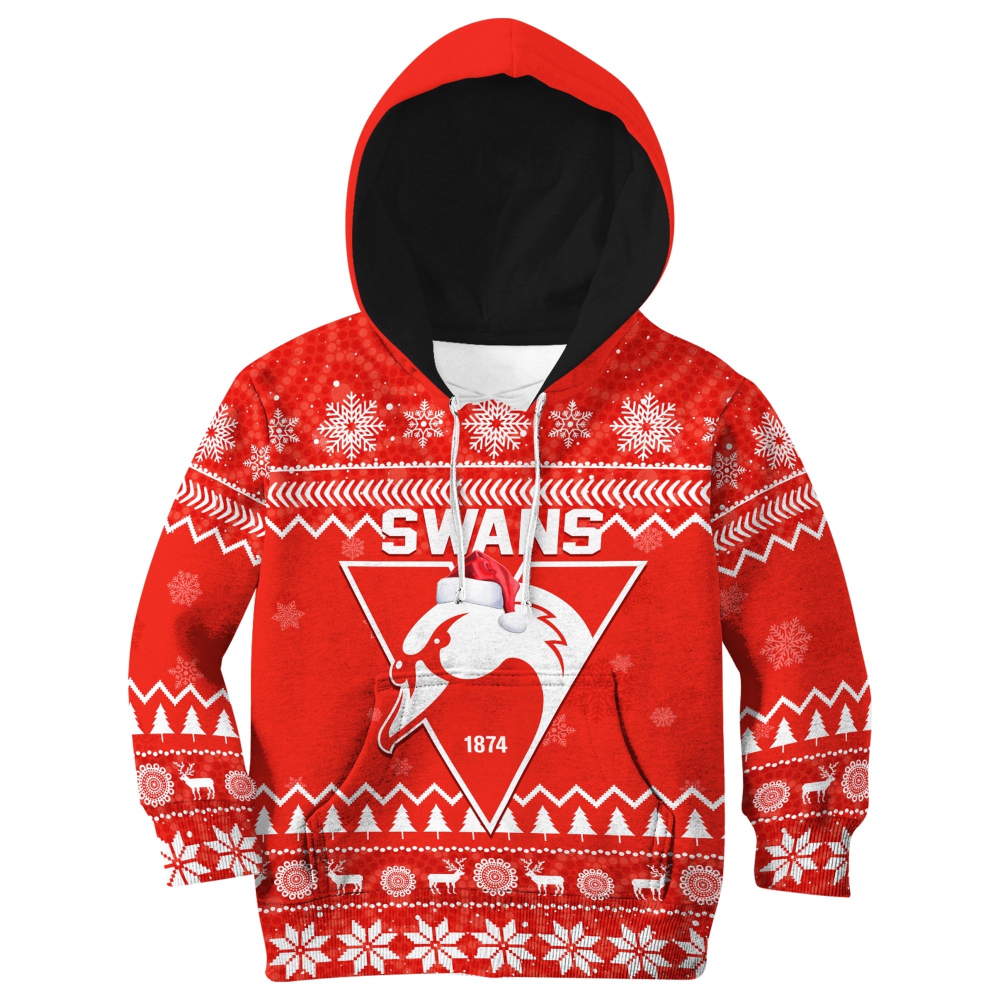 (Custom Personalised) Swans Football Christmas Hoodie KID Sydney Indigenous Merry Xmas - Vibe Hoodie Shop