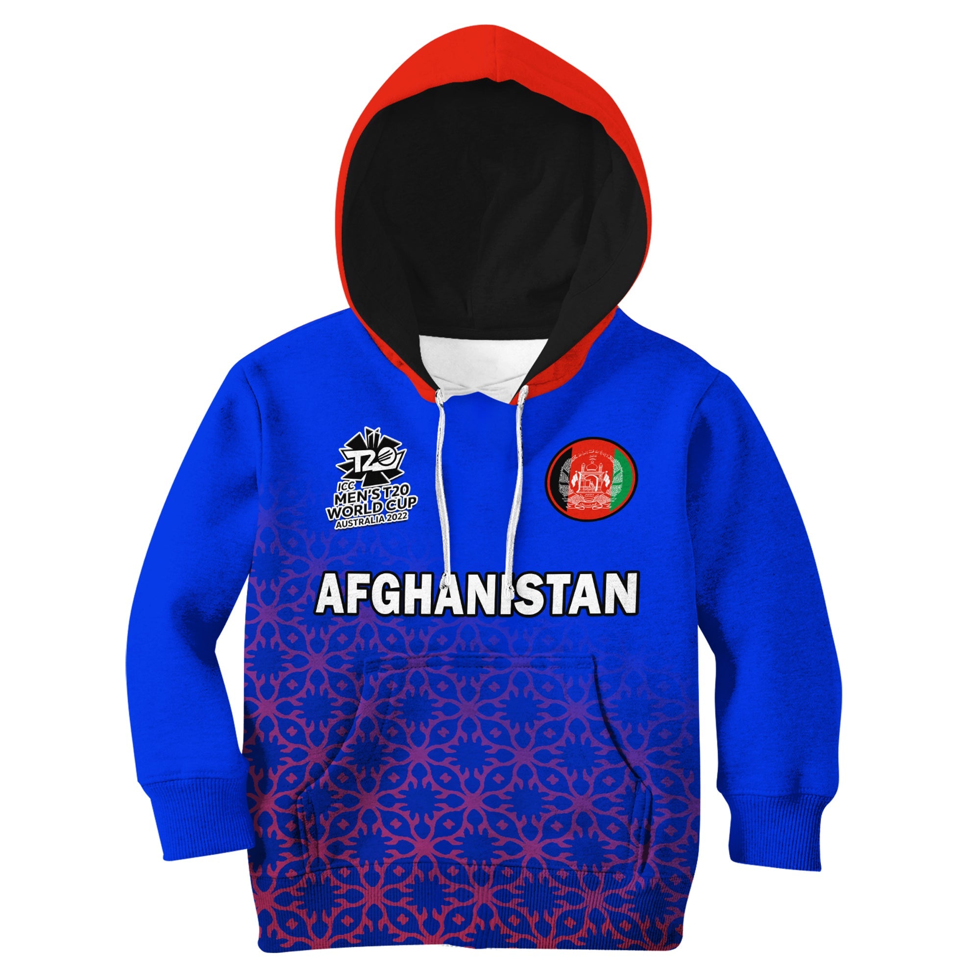 (Custom Text And Number) Afghanistan Cricket Hoodie KID National Team Mens T20 World Cup - Vibe Hoodie Shop