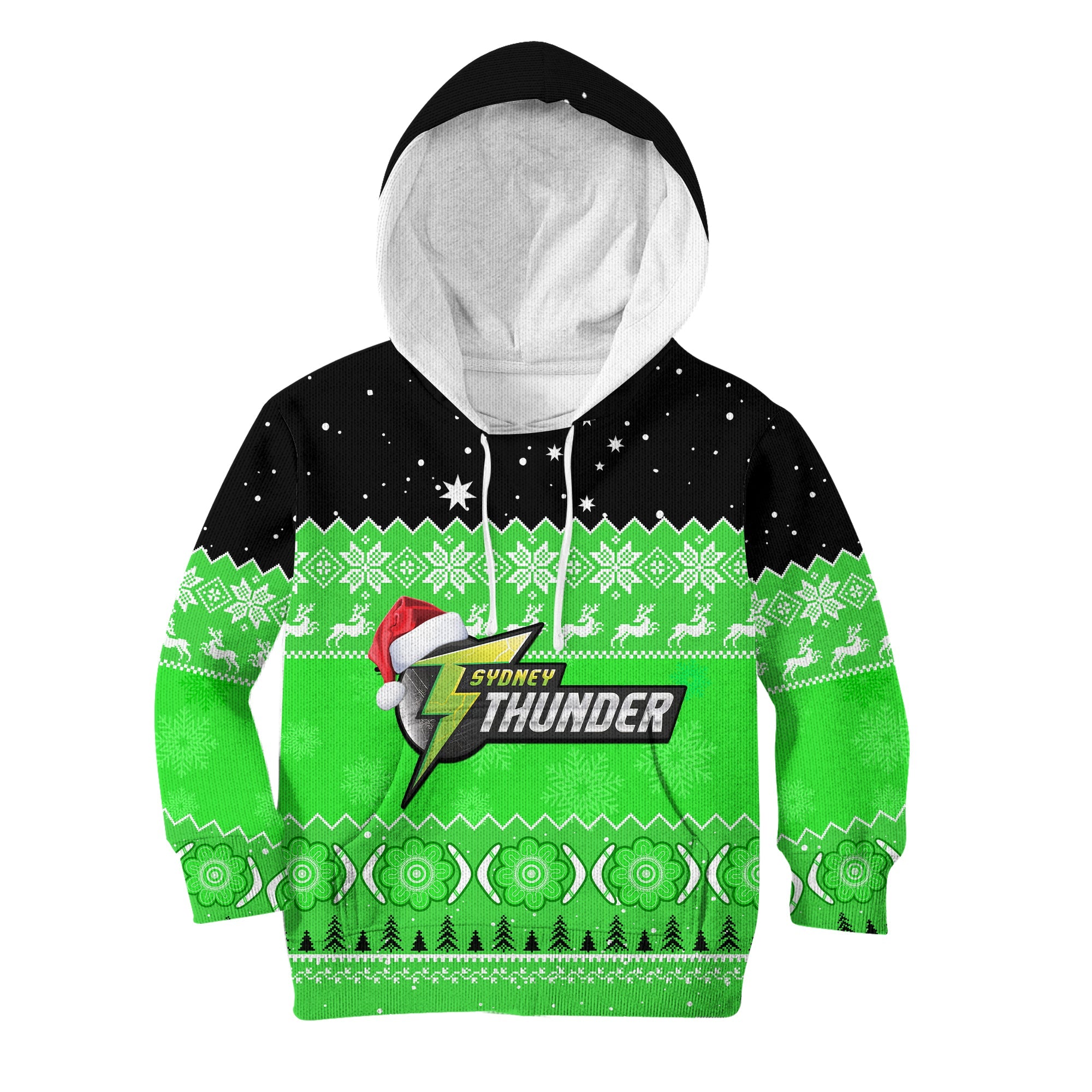 (Custom Personalised) Thunder Cricket Hoodie KID Aboriginal Merry Christmas - Vibe Hoodie Shop