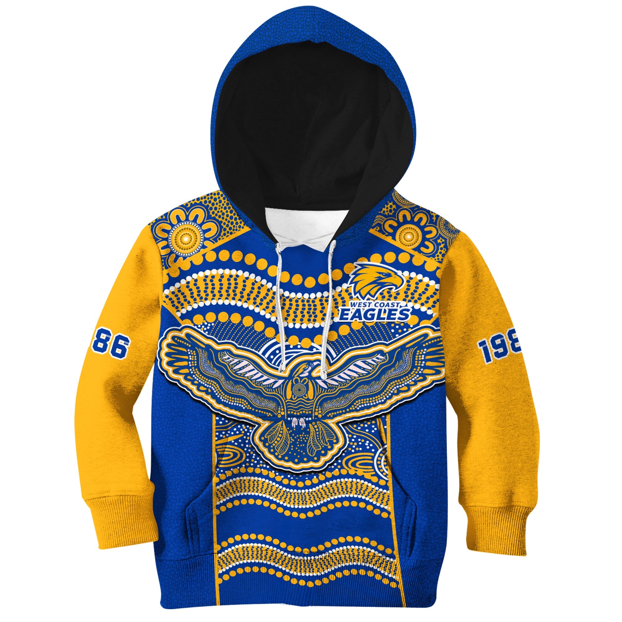 (Custom Text And Number) Eagles Football Hoodie KID West Coast 1986 Aboriginal Sporty Style - Vibe Hoodie Shop