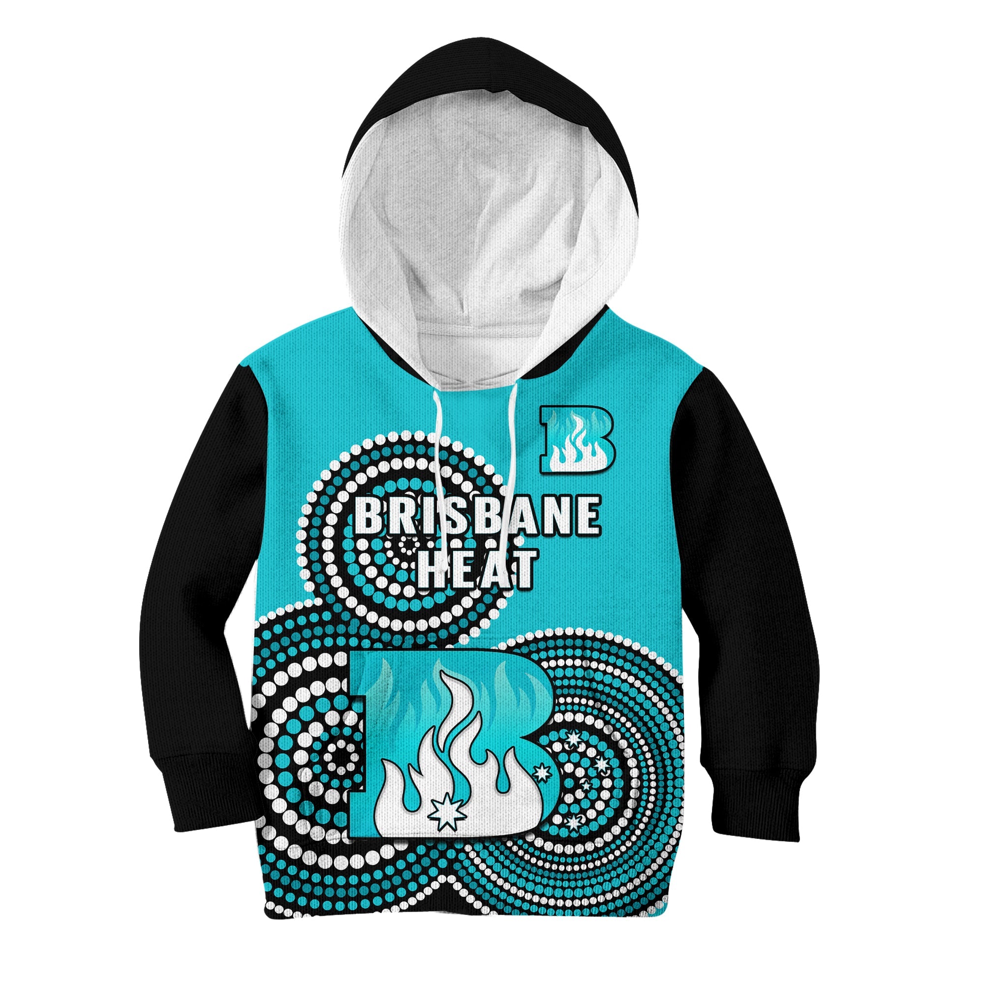 (Custom Text And Number) Brisbane Heat Cricket Hoodie KID Champions BBL12 Proud Indigenous Art - Vibe Hoodie Shop