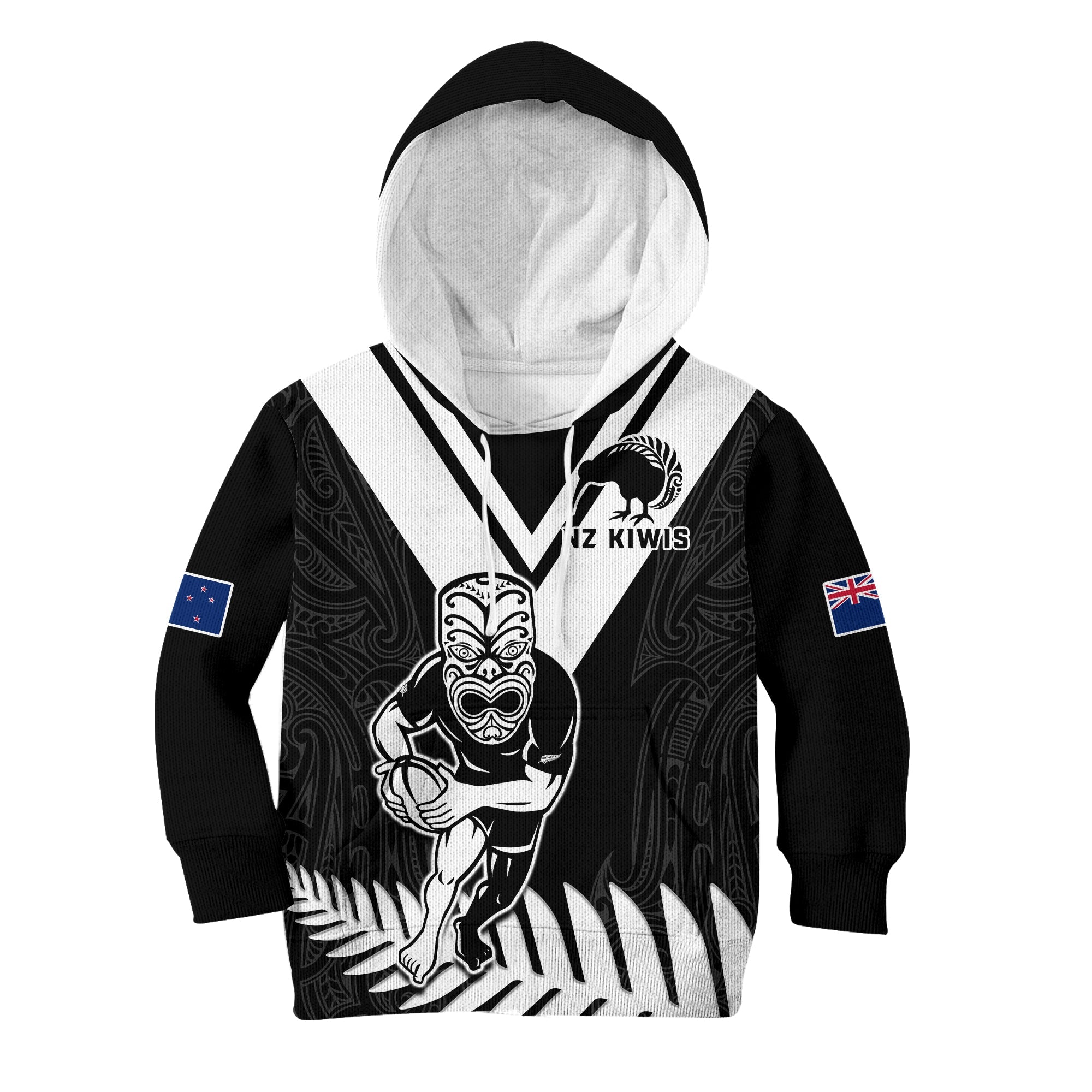 (Custom Text And Number) New Zealand Silver Fern Rugby Hoodie KID NZ Kiwi Pacific Maori Sporty - Vibe Hoodie Shop