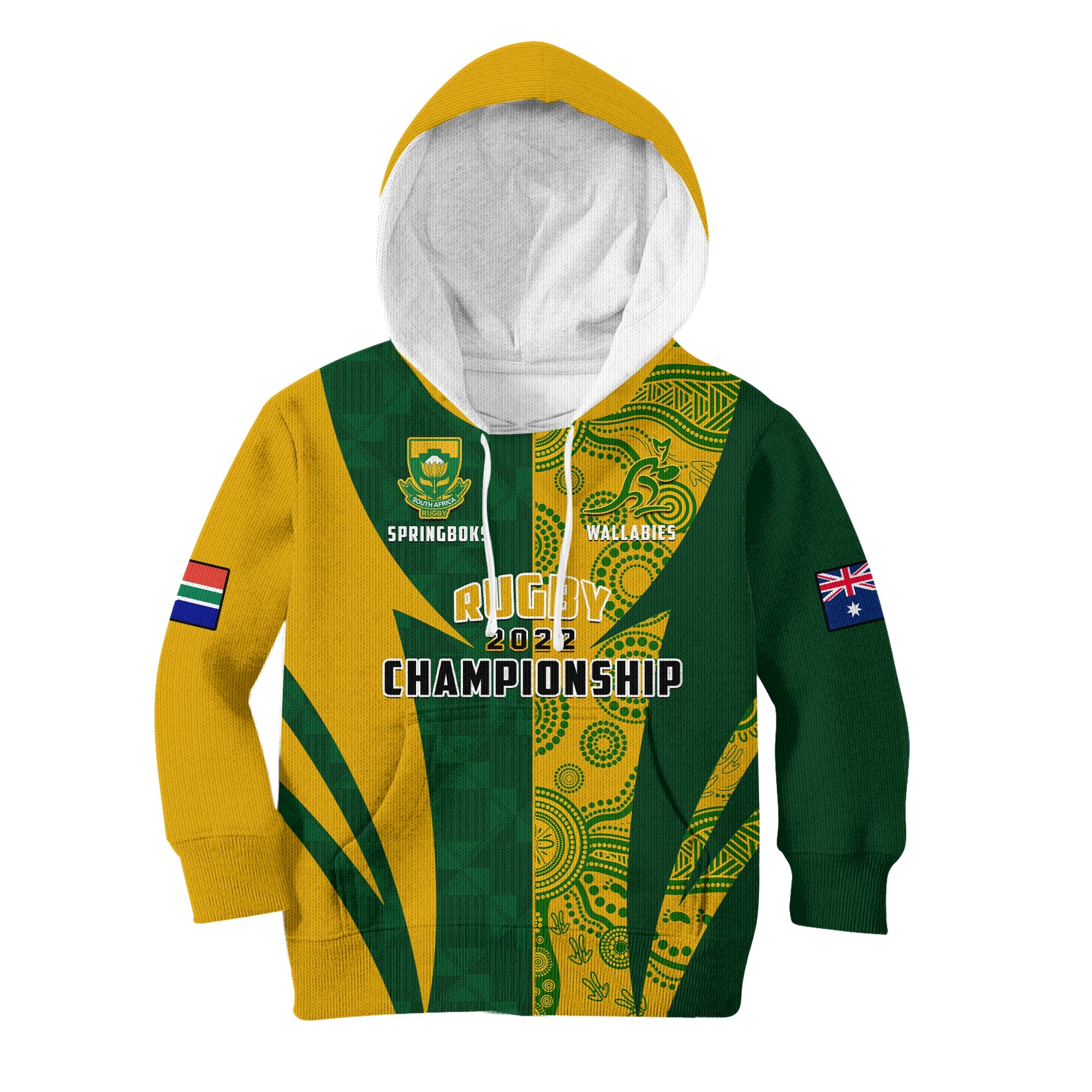 (Custom Personalised) Australia Rugby and South Africa Rugby Hoodie KID Wallabies Mix Springboks Sporty - Vibe Hoodie Shop