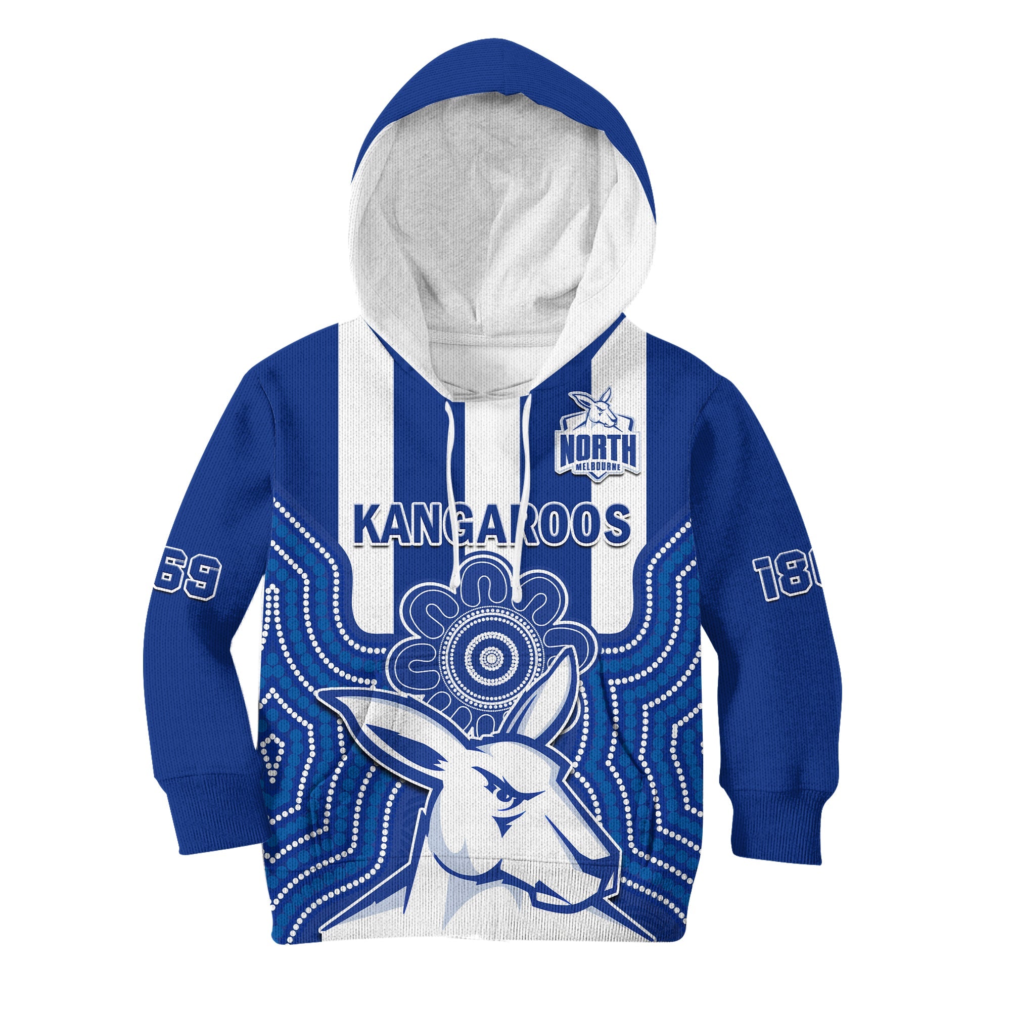 Melbourne Football Hoodie KID North Kangaroos 1869 Aboriginal Art - Vibe Hoodie Shop