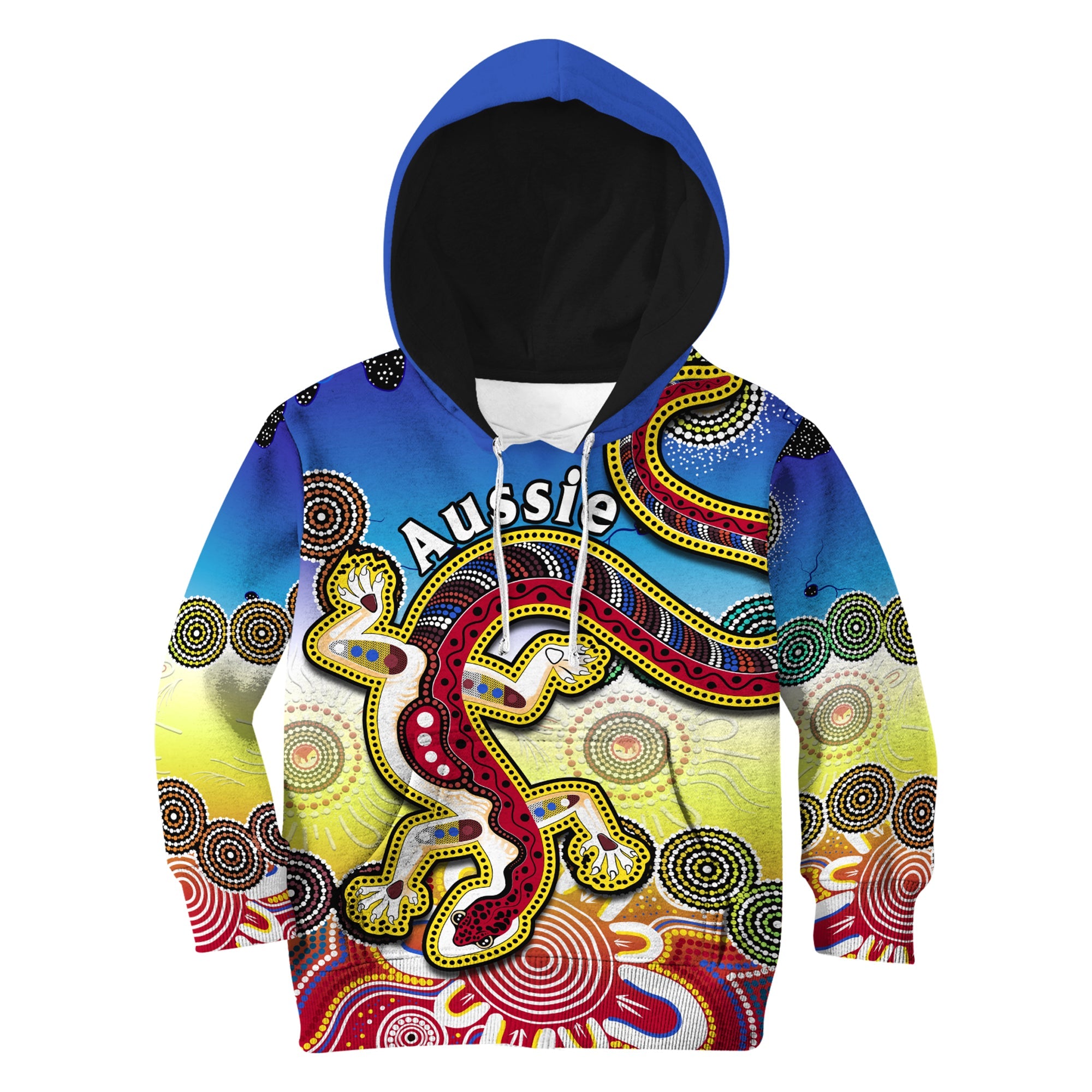 (Custom Personalised) Australia Hoodie KID Indigenous Red Lizard Love Aussie Artsy - Vibe Hoodie Shop