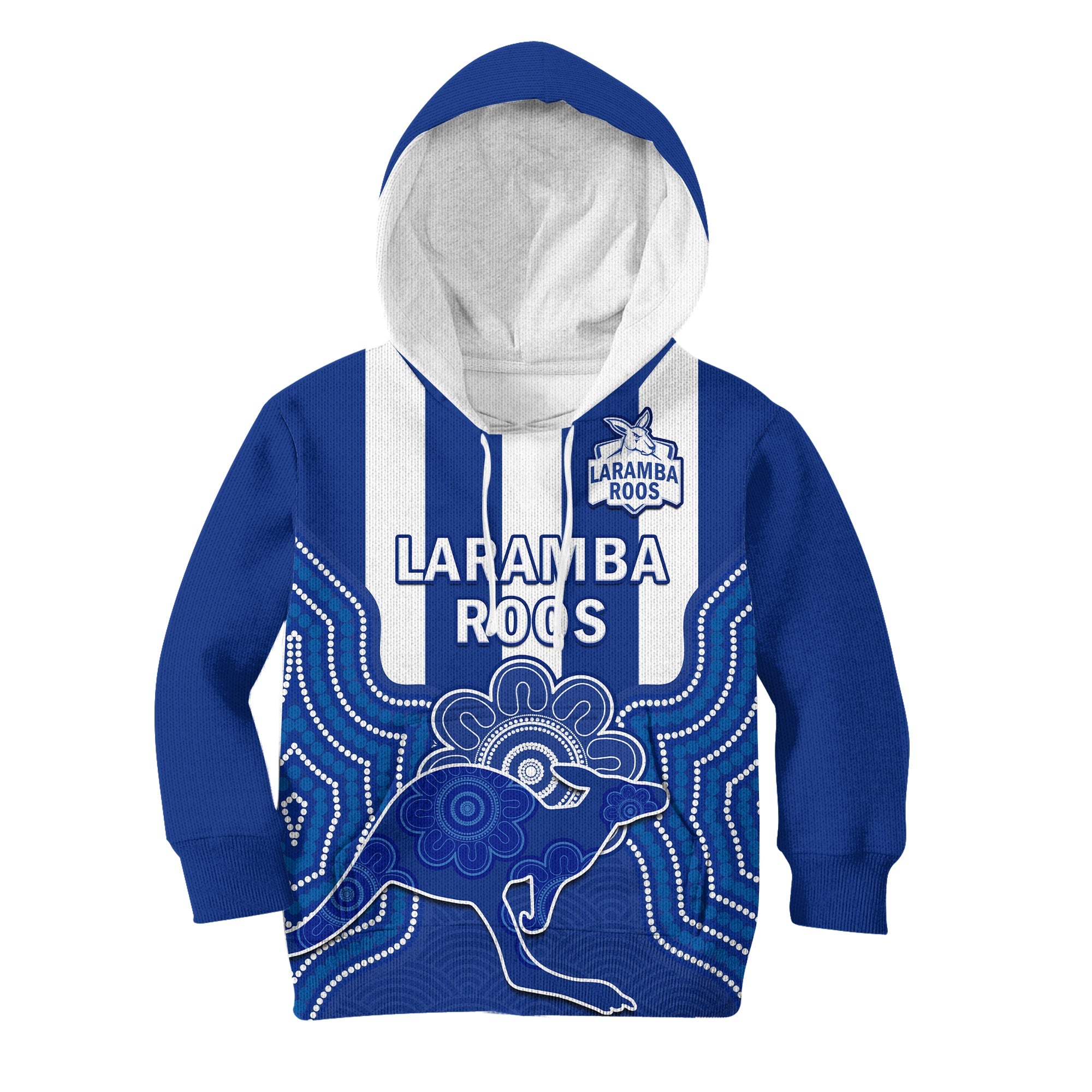 (Custom Text And Number) Laramba Football Hoodie KID Roos Aboriginal Art - Vibe Hoodie Shop