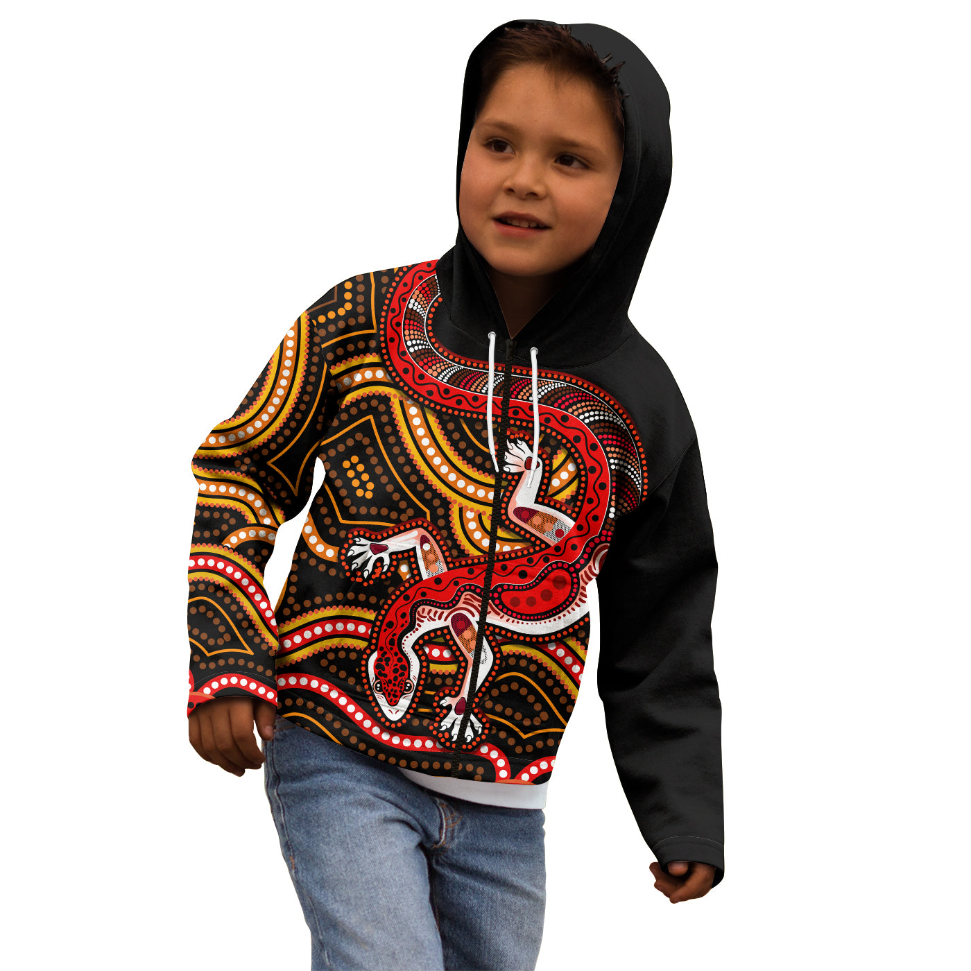 (Custom Personalised) Aboriginal Art Lizard Hoodie KID You Are Number One - Vibe Hoodie Shop