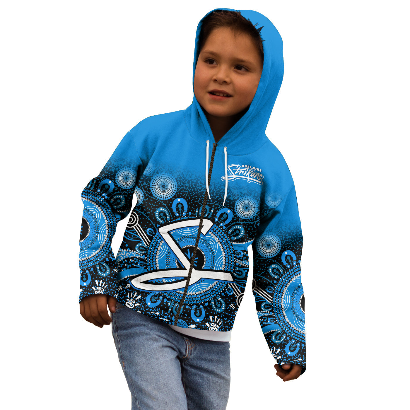 (Custom Text and Number) Adelaide Strikers Hoodie KID Aboriginal Sunshine - Vibe Hoodie Shop