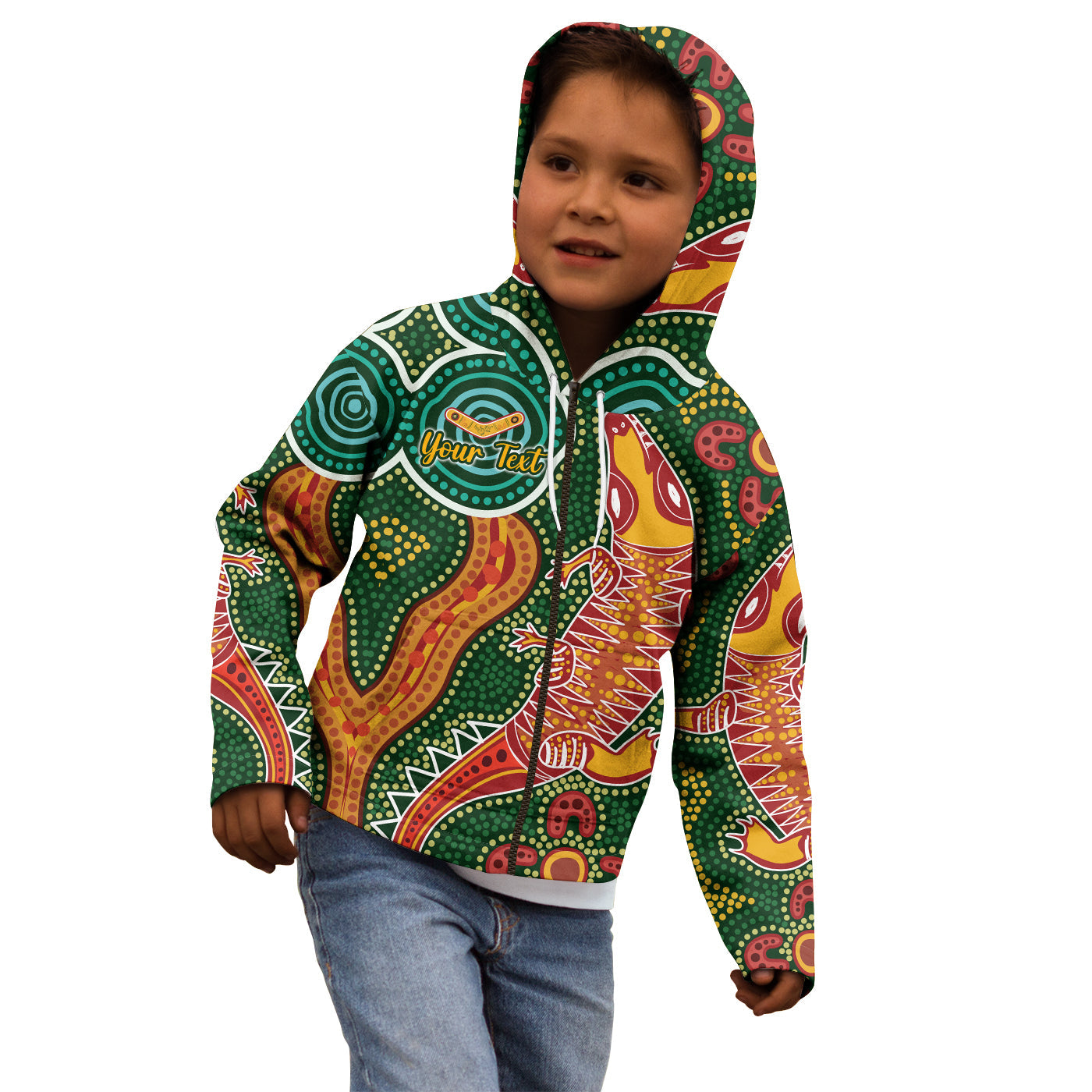 (Custom Personalised) Aboriginal Art Crocodile Hoodie KID You Are Number One - Vibe Hoodie Shop