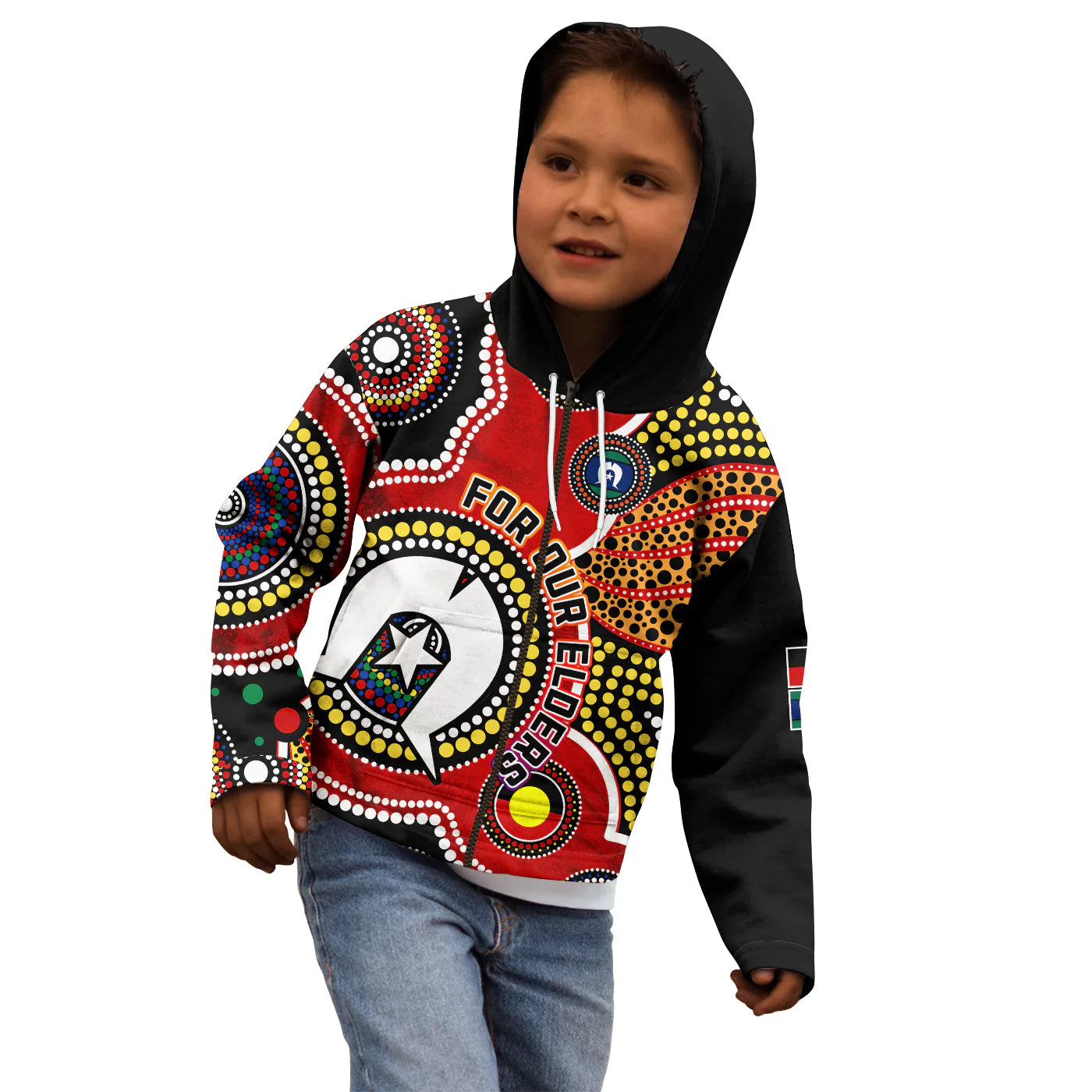 (Custom Personalised) Australia NAIDOC Week Hoodie KID For Our Elders Aborigines and Islanders Flag - Vibe Hoodie Shop