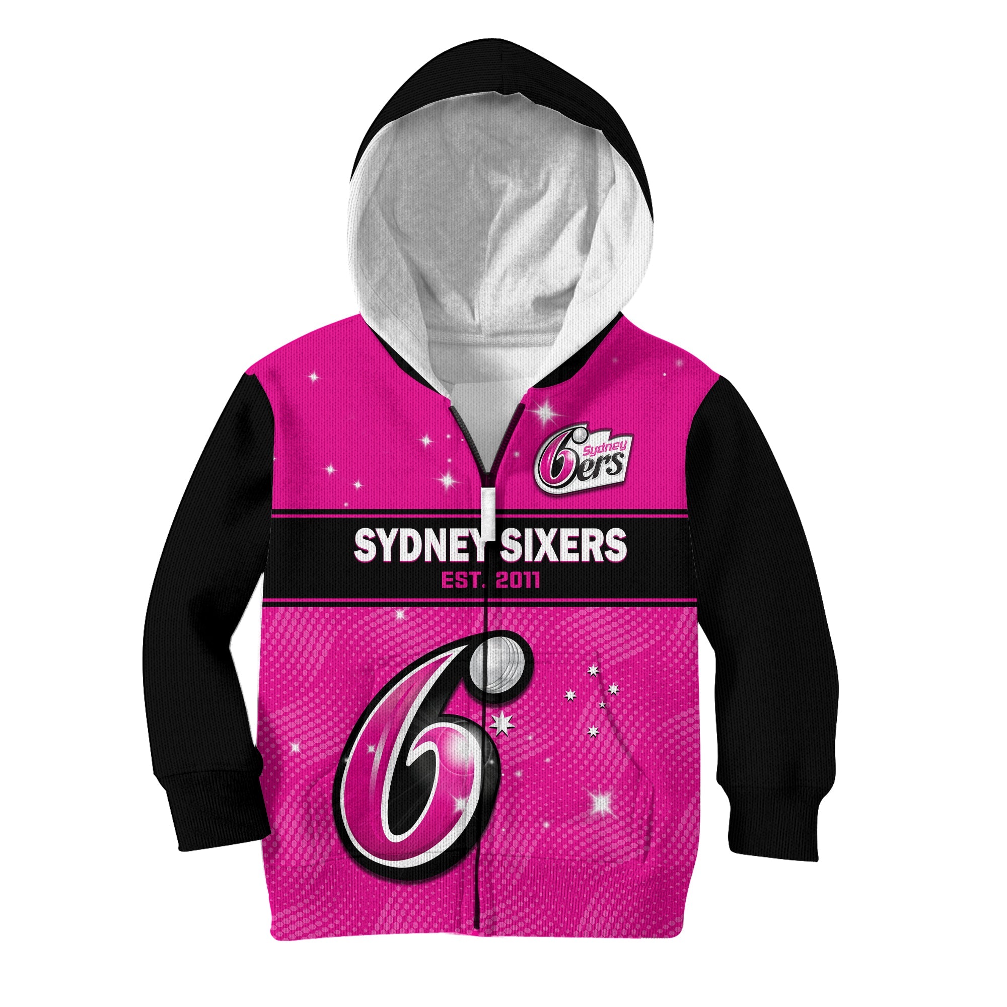 (Custom Text And Number) Sydney Sixers Hoodie KID Est 2011 Simple Style - Vibe Hoodie Shop