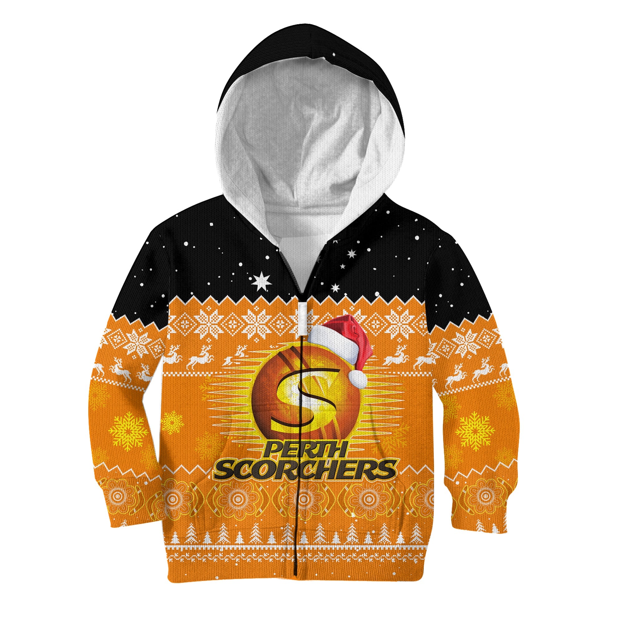 (Custom Personalised) Perth Scorchers Cricket Hoodie KID Aboriginal Merry Christmas - Vibe Hoodie Shop