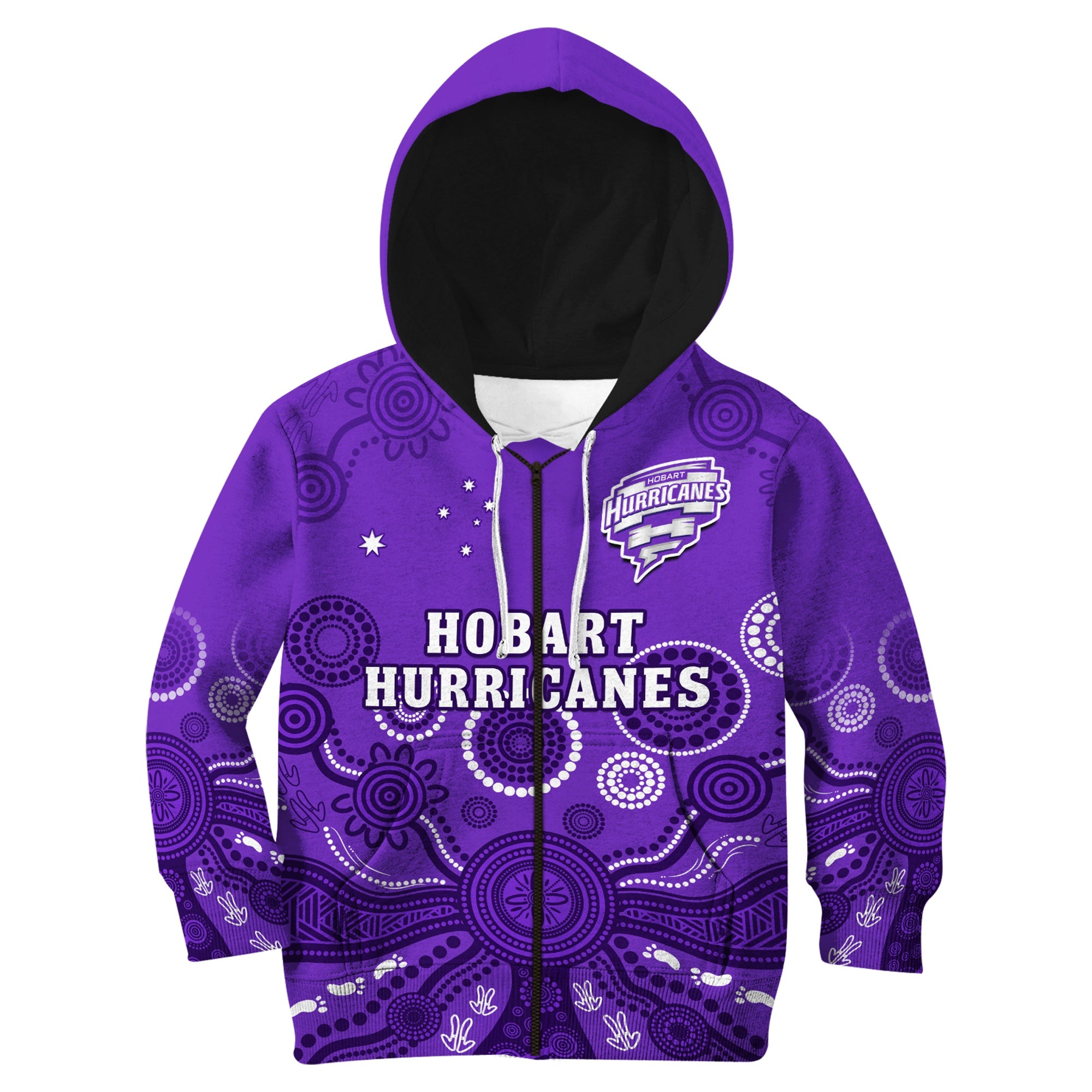 (Custom Text And Number) Hobart Hurricanes Cricket Hoodie KID Indigenous Artsy - Vibe Hoodie Shop