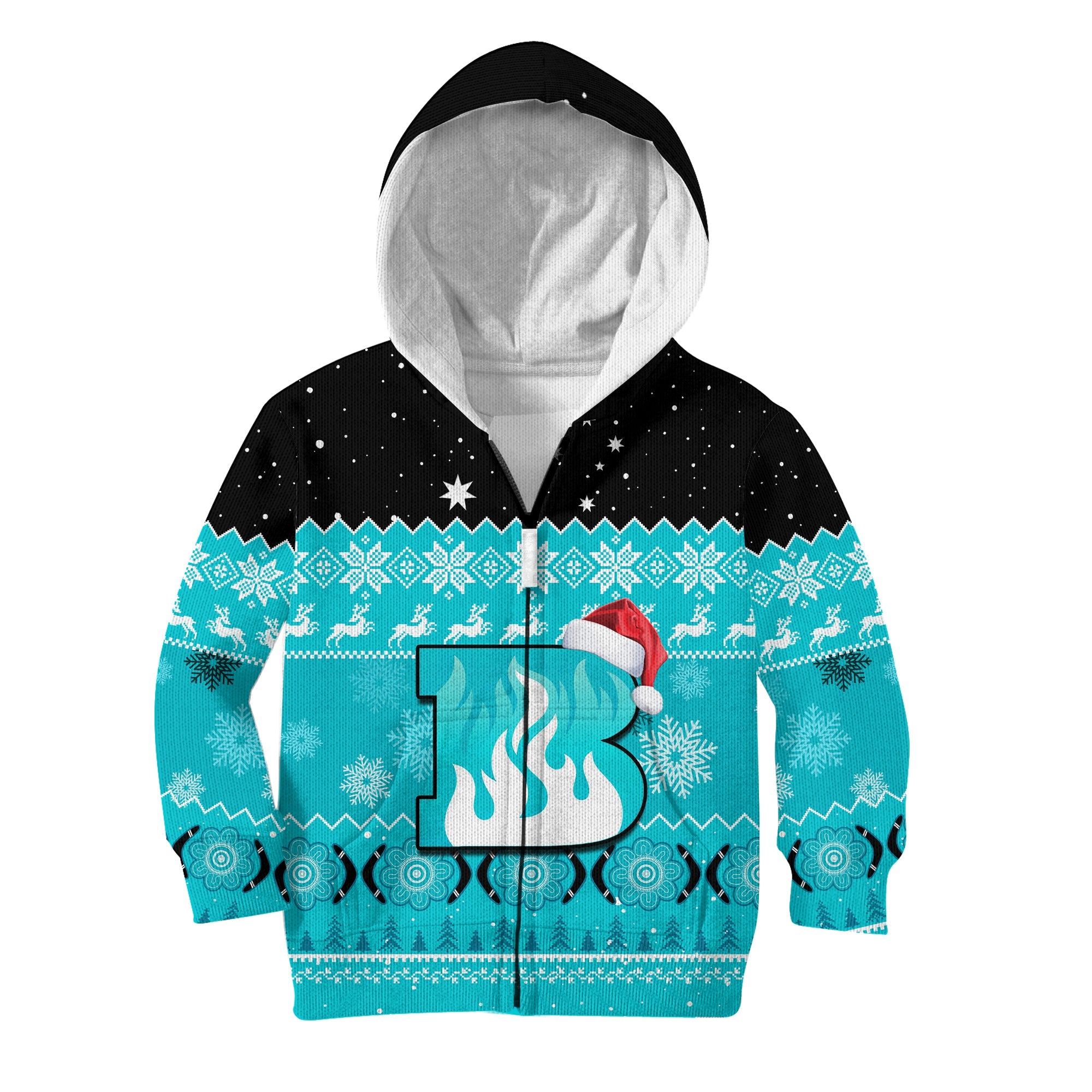 (Custom Personalised) Brisbane Heat Cricket Hoodie KID Aboriginal Merry Christmas - Vibe Hoodie Shop