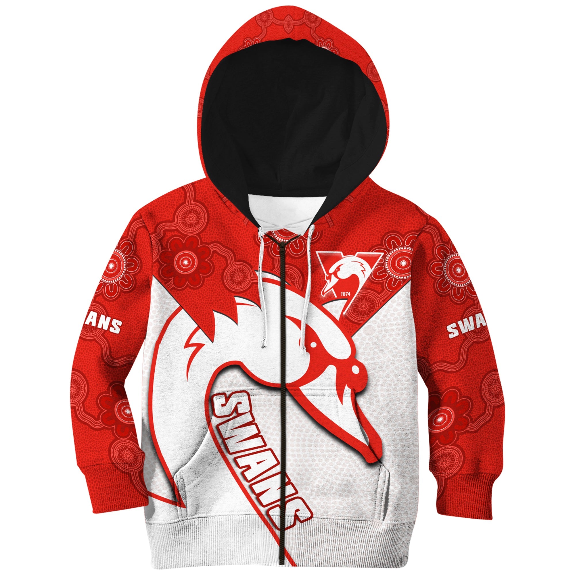 Sydney Football Hoodie KID Swans 1874 Dot Painting Artsy - Vibe Hoodie Shop