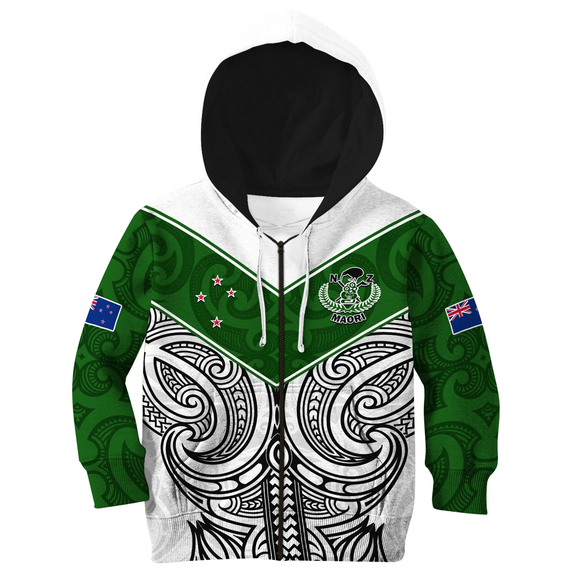 (Custom Text And Number) New Zealand Silver Fern Rugby Hoodie KID Maori Pacific - Vibe Hoodie Shop