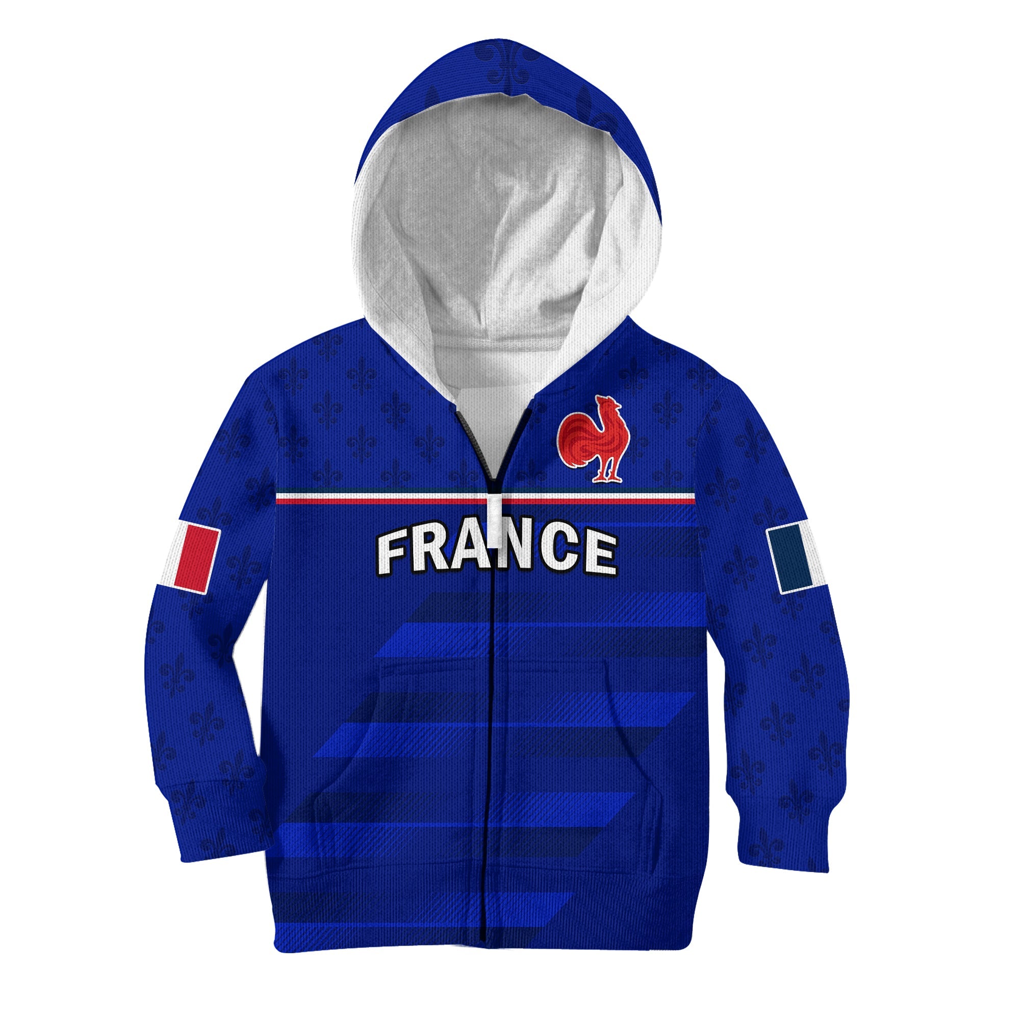 (Custom Text And Number) France Rugby Hoodie KID Outgoing Tour Allez Les Bleus - Vibe Hoodie Shop