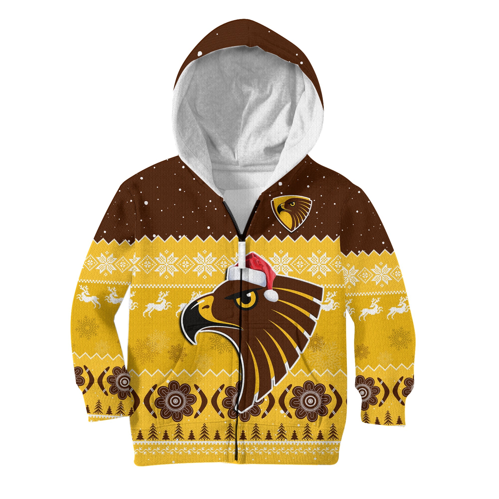 (Custom Personalised) Hawthorn Football Hoodie KID Hawks Indigenous Merry Christmas - Vibe Hoodie Shop