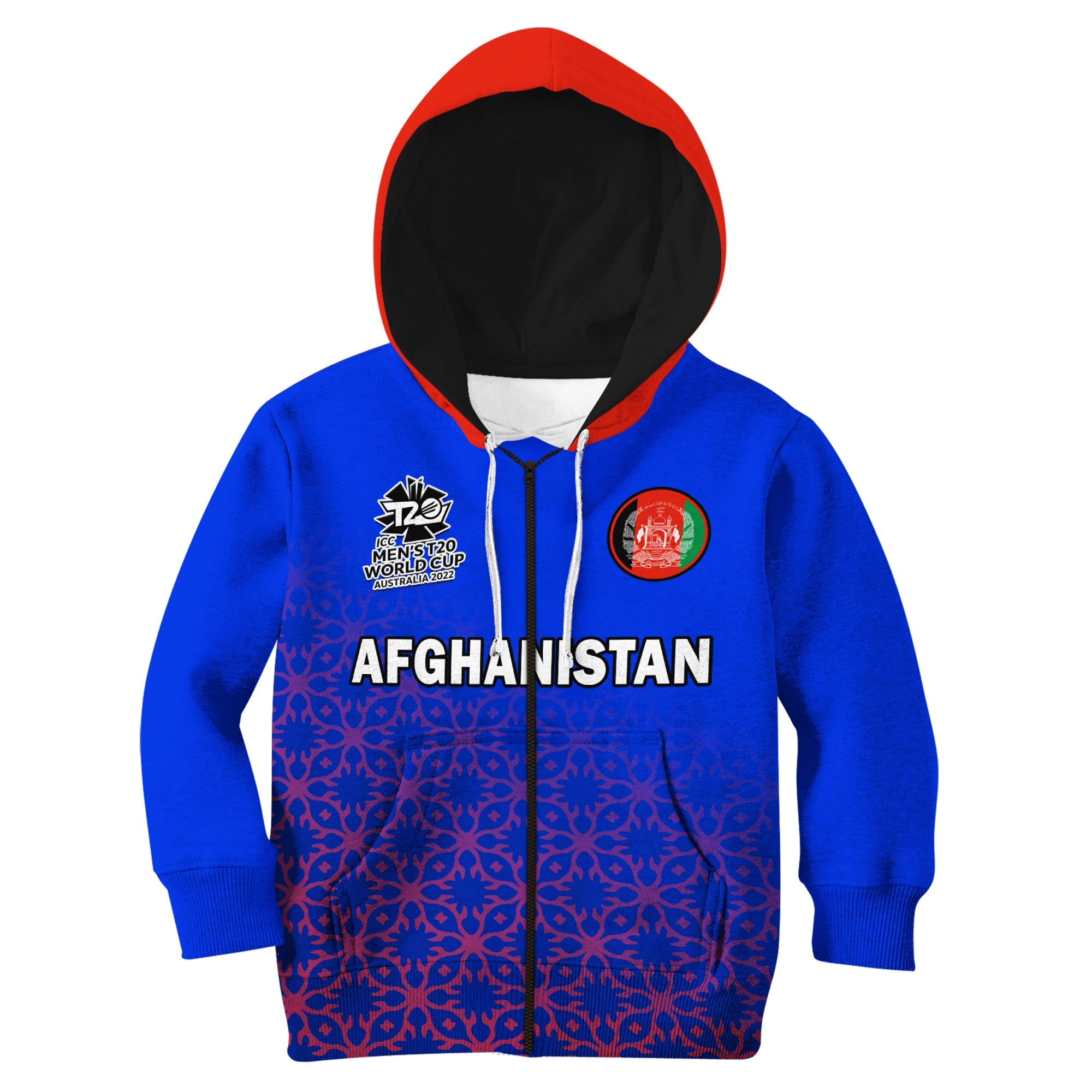 (Custom Text And Number) Afghanistan Cricket Hoodie KID National Team Mens T20 World Cup - Vibe Hoodie Shop